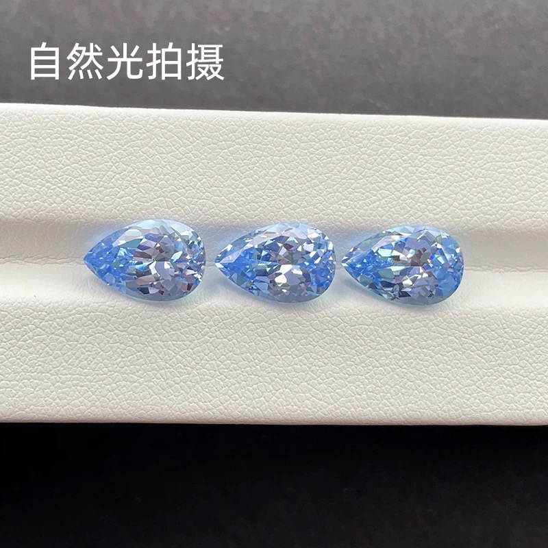 Water-drop cut cultivated aquamarine spinel