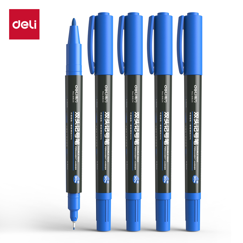 Delisida 6824 Small Double-headed Marker Pen (Blue)