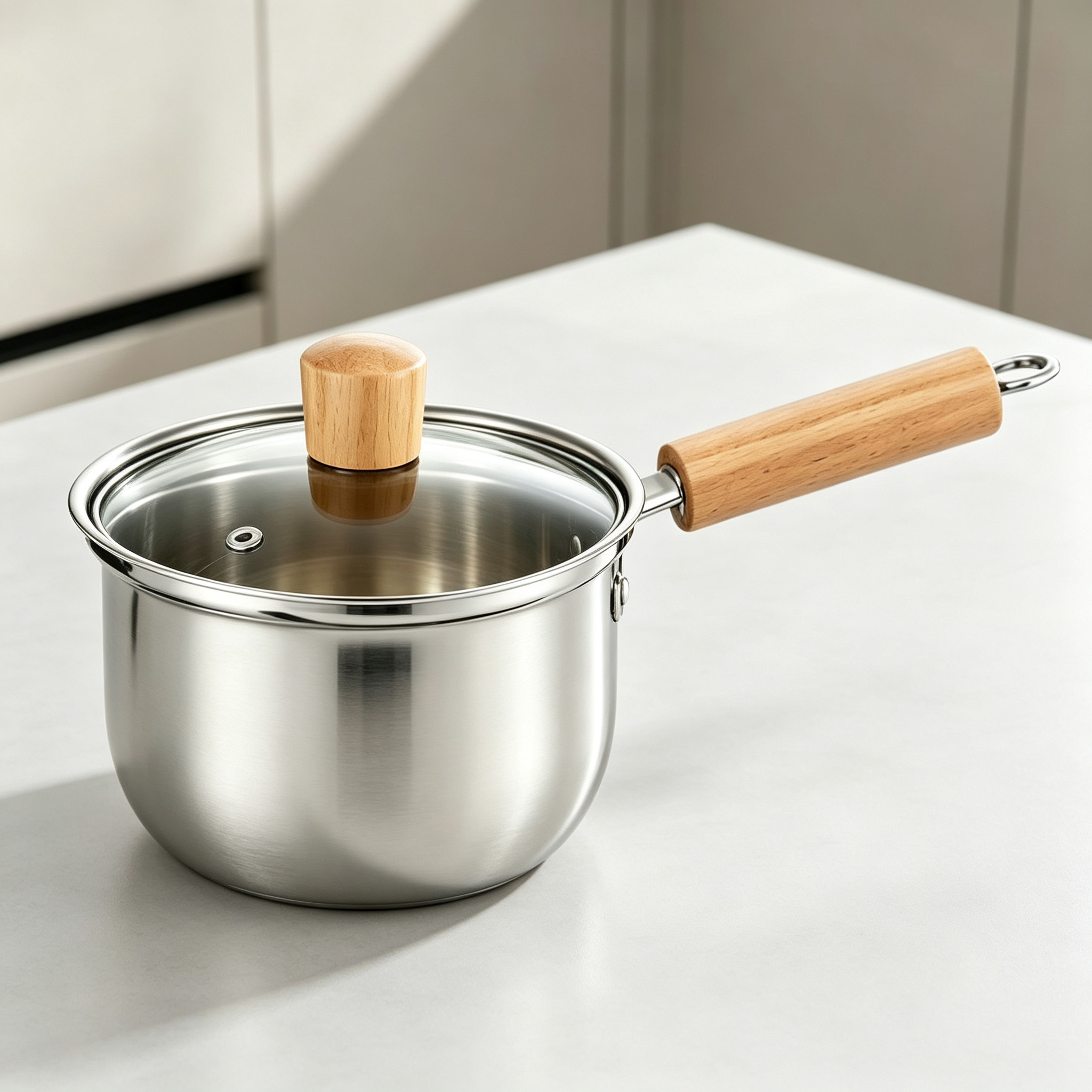 CGUCOOK stainless steel small milk pot, food-grade thickened milk pot, anti-scald wooden handle for cooking noodles, single-handle stainless steel baby food milk pot, electromagnetic universal instant noodle pot Application Scenario