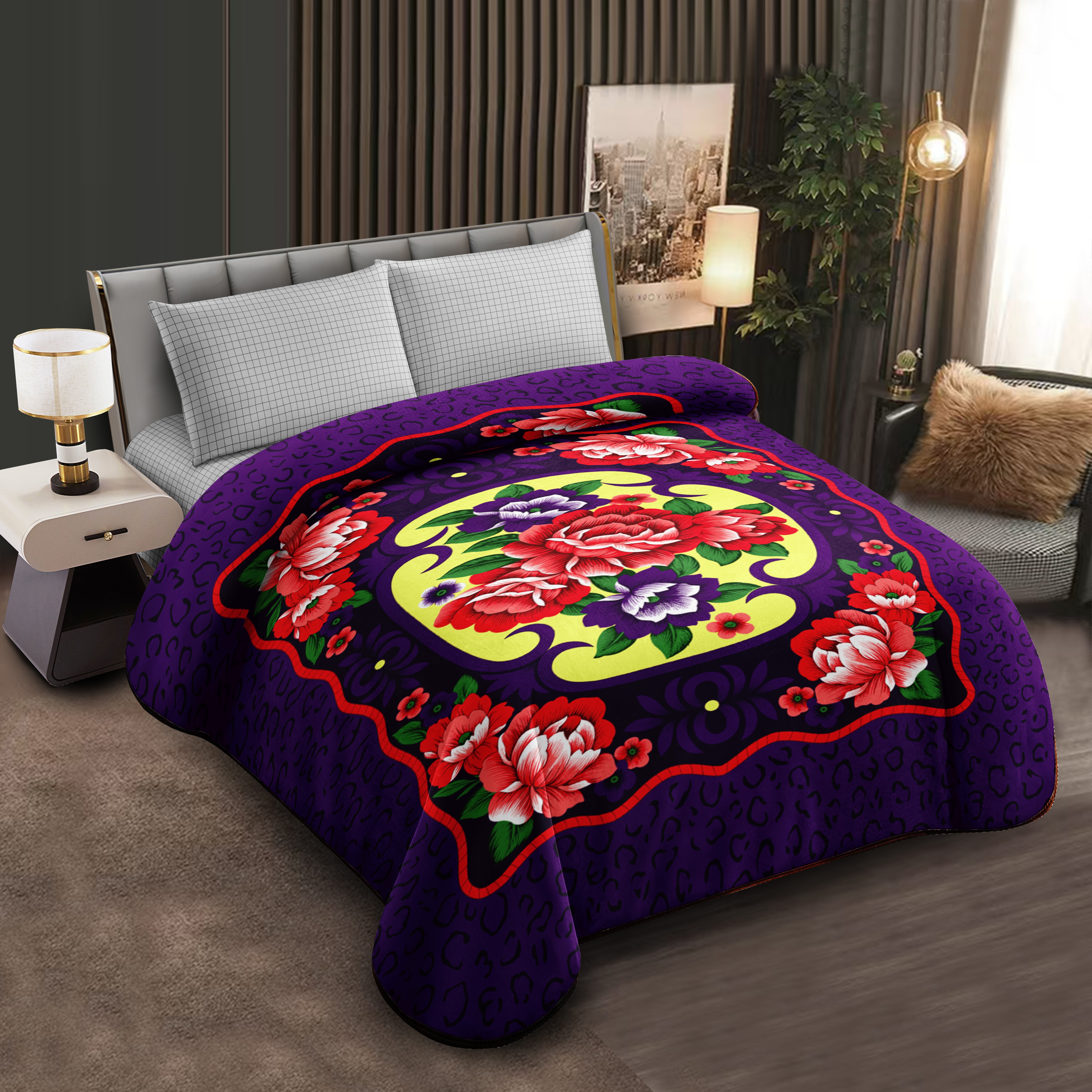 Middle East blanket export, foreign trade, floral pattern, Raschel blanket, cloud blanket, composite blanket wholesale, customization, large double size details Picture