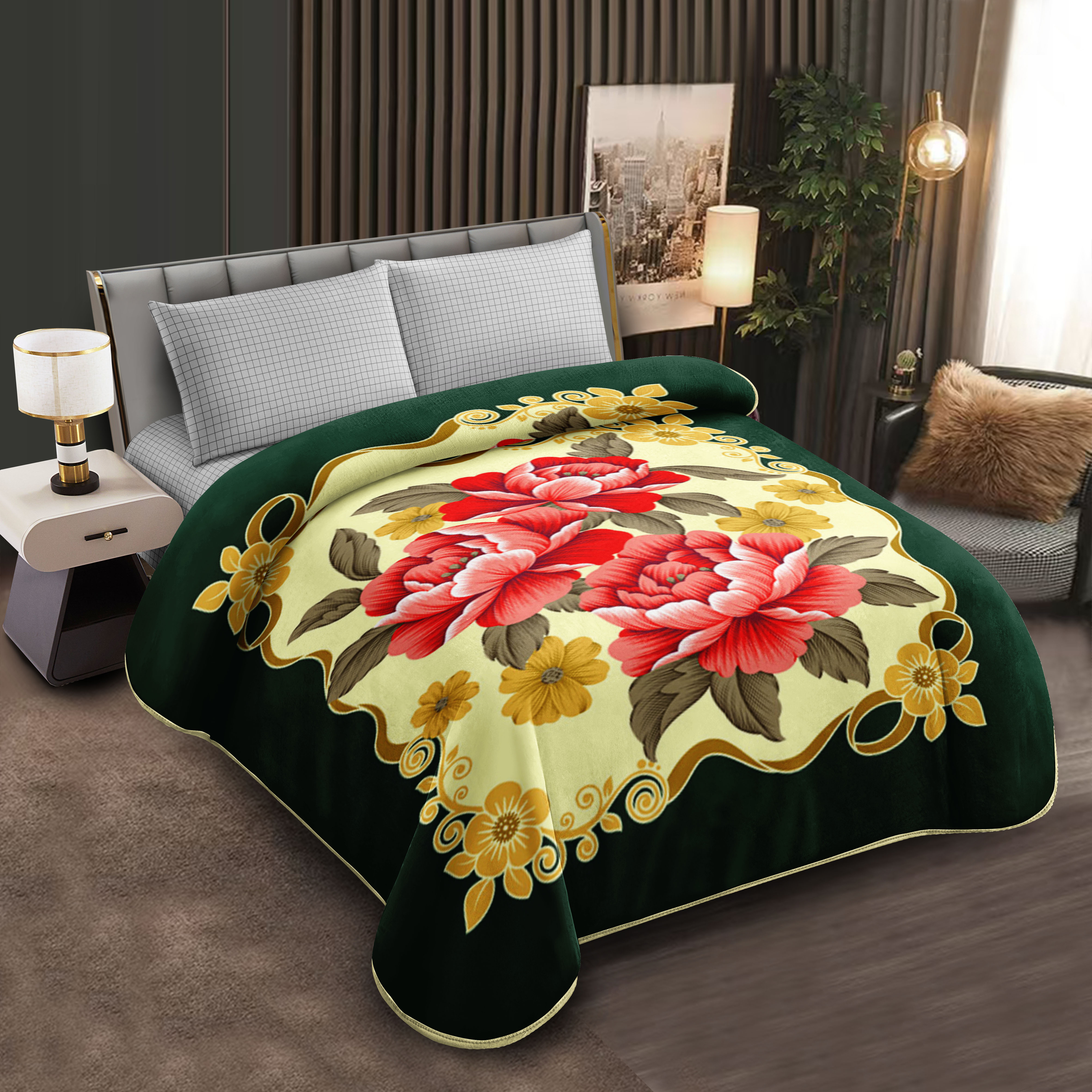 Middle East blanket export, foreign trade floral pattern Raschel blanket, cloud blanket, composite blanket wholesale, customization, large double size in stock, custom-made Item Picture
