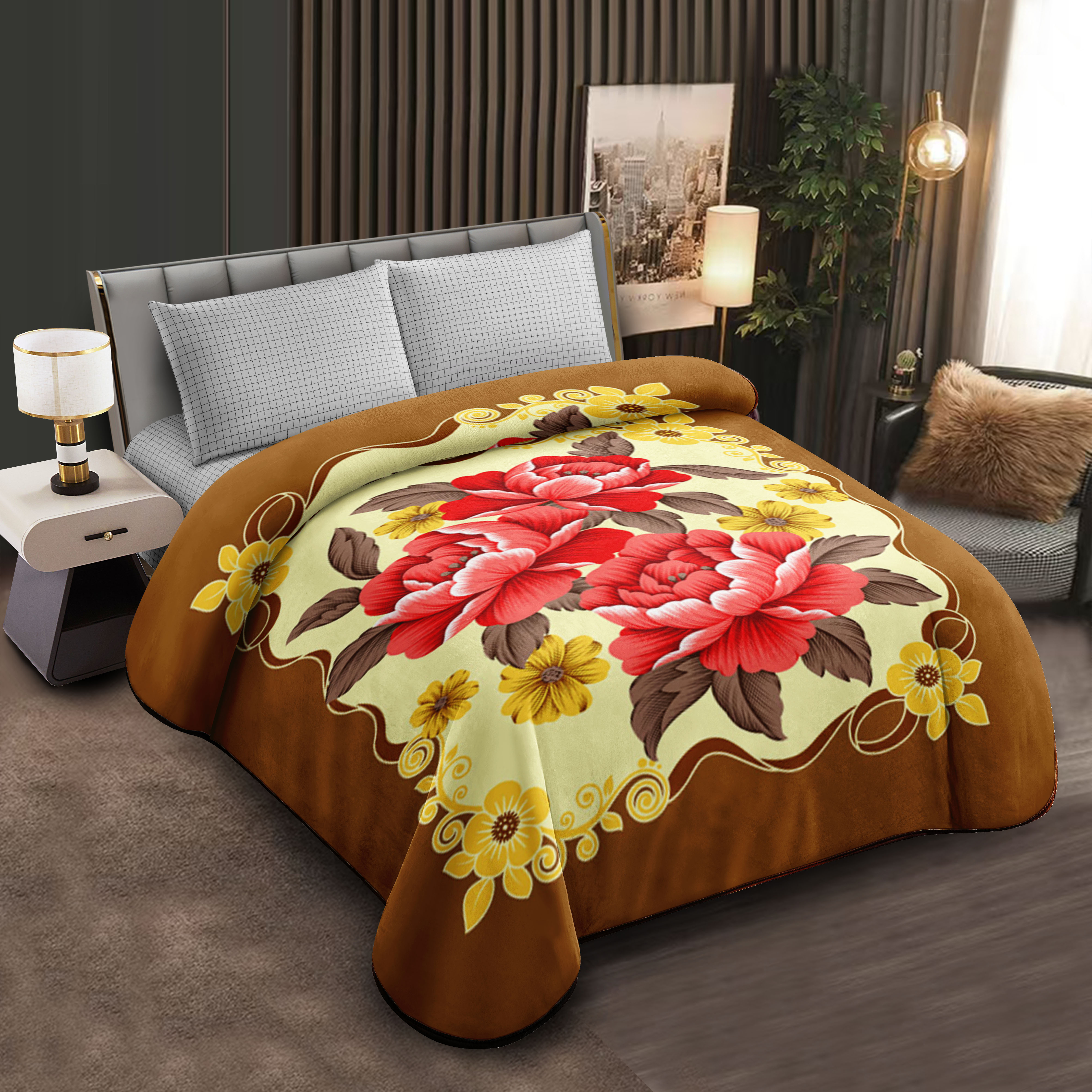 Middle East blanket export, foreign trade floral pattern Raschel blanket, cloud blanket, composite blanket wholesale, customization, large double size in stock, custom-made details Picture