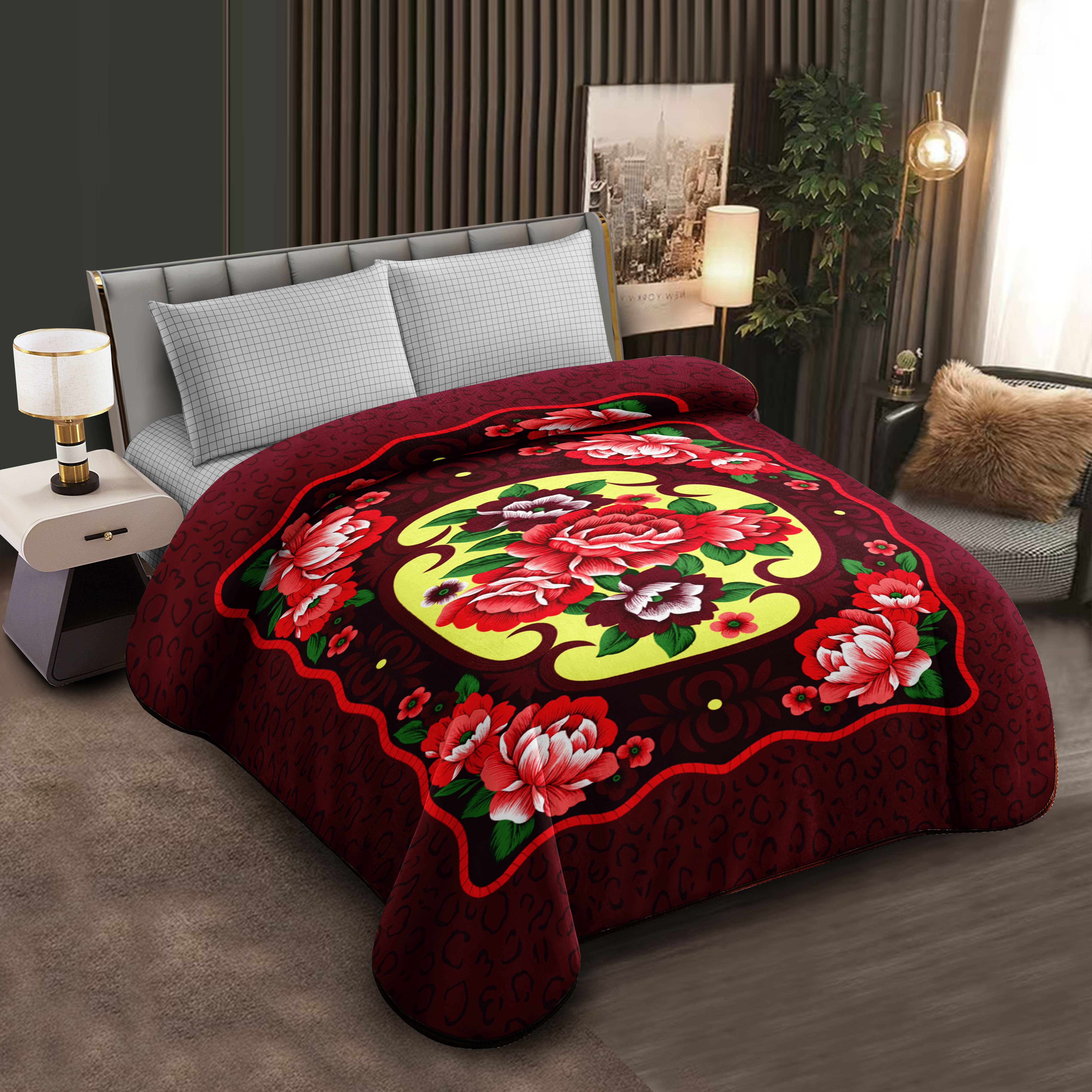 Middle East blanket export, foreign trade, floral pattern, Raschel blanket, cloud blanket, composite blanket wholesale, customization, large double size Specification image