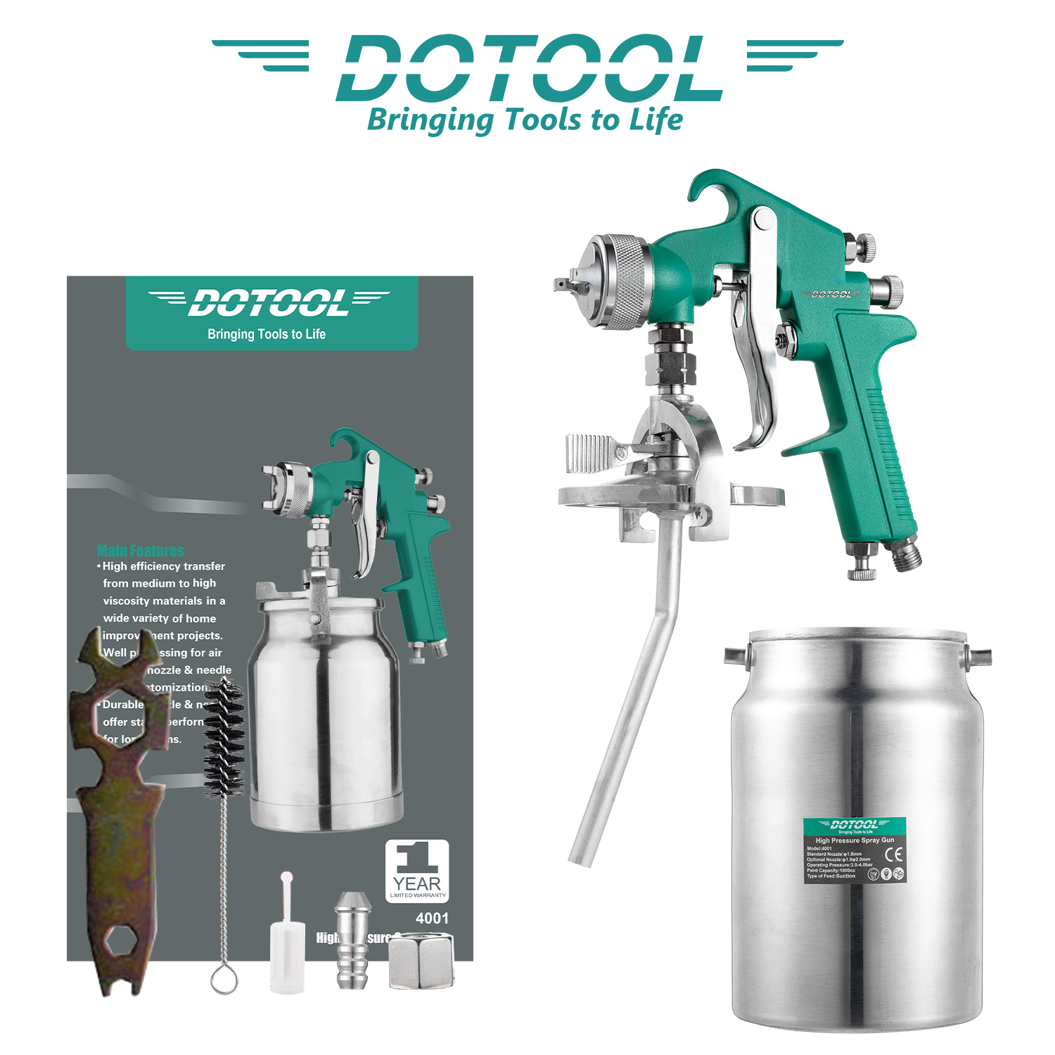 4001 Pneumatic spray gun: Small area paint repair and coating spray gun, leather coat oiling, wall painting Item Picture