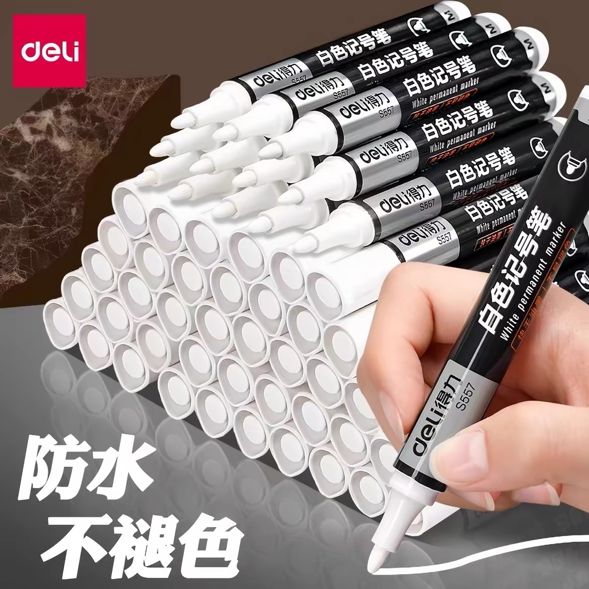 Deli S557 White Marker Pen (White