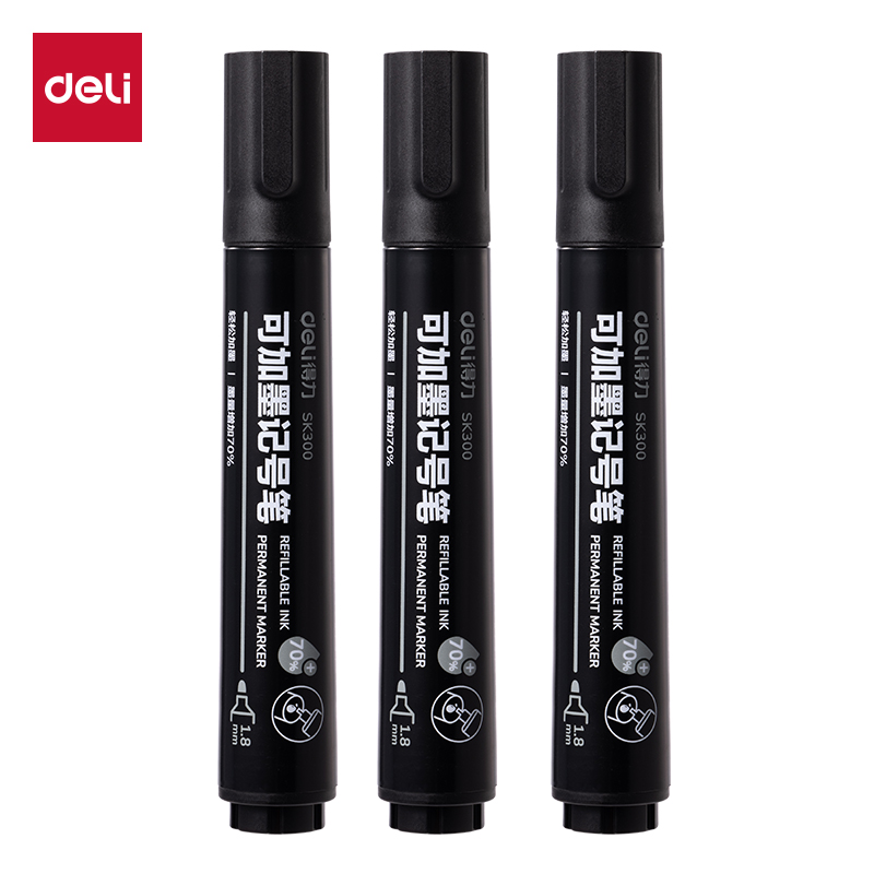 Deli SK300 Large Capacity Ink Refilling Marker Pen (Black)