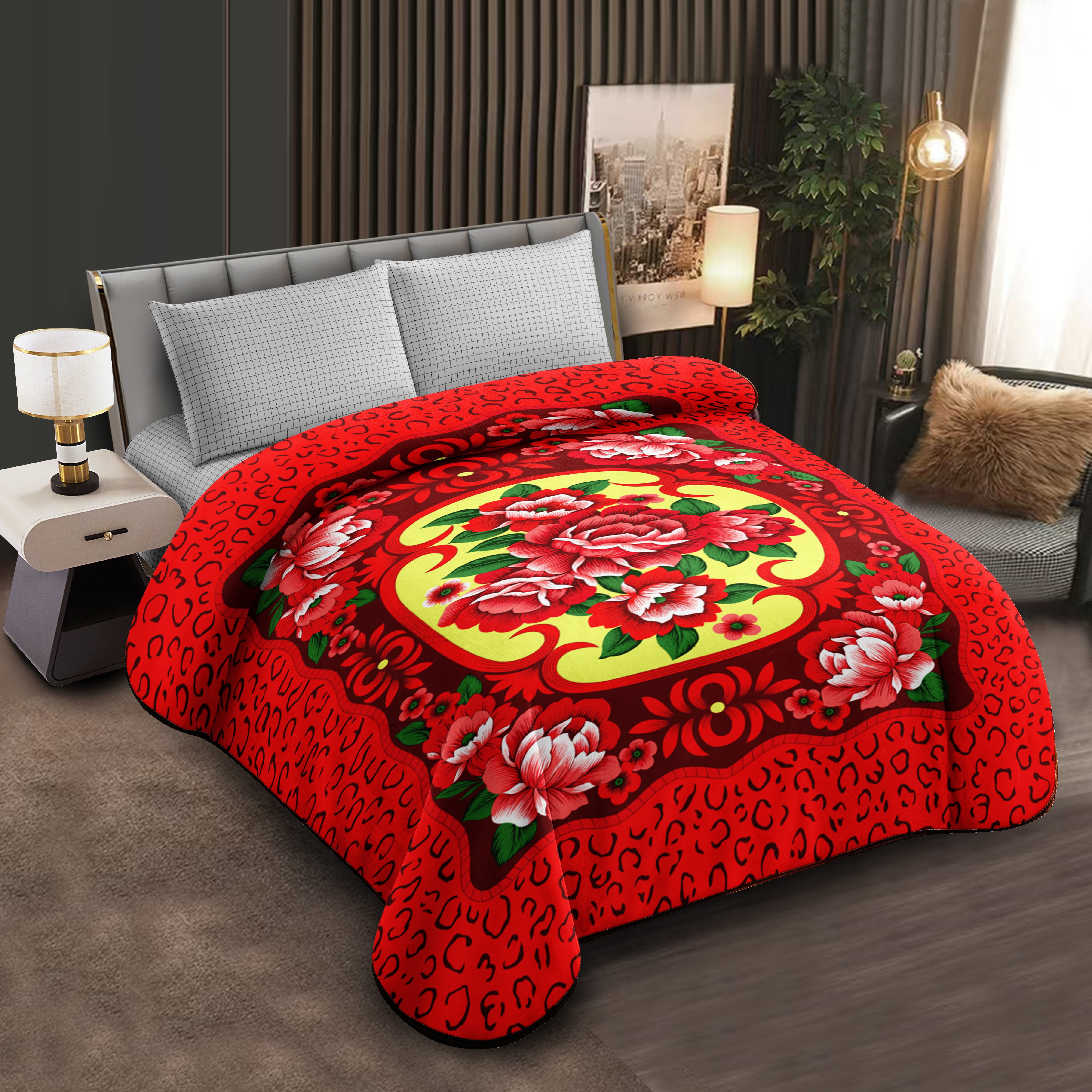 Middle East blanket export, foreign trade, floral pattern, Raschel blanket, cloud blanket, composite blanket wholesale, customization, large double size Application Scenario