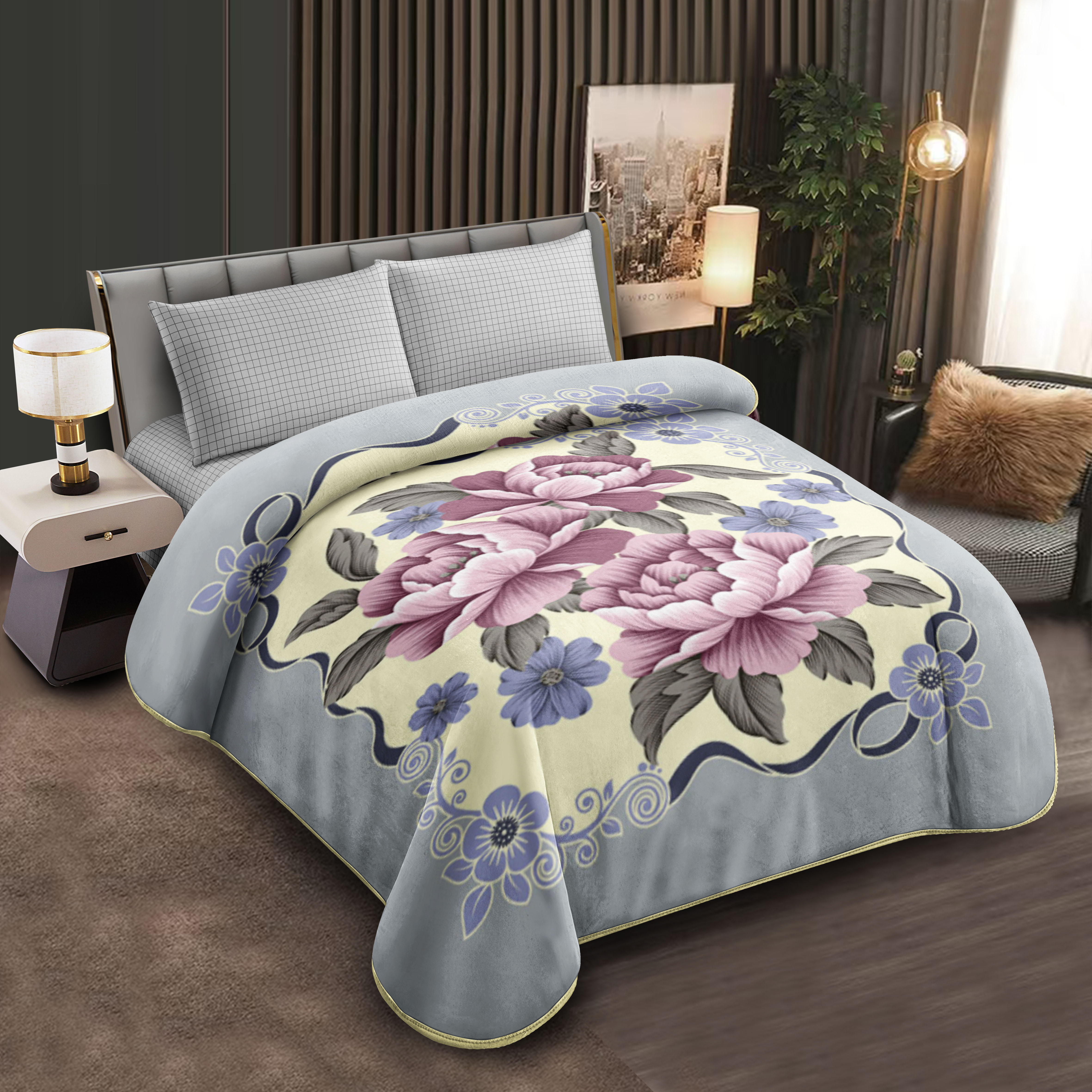 Middle East blanket export, foreign trade floral pattern Raschel blanket, cloud blanket, composite blanket wholesale, customization, large double size in stock, custom-made Middle East blanket export, foreign trade floral pattern Raschel blanket, cloud blanket, composite blanket wholesale, customization, large double size in stock, custom-made