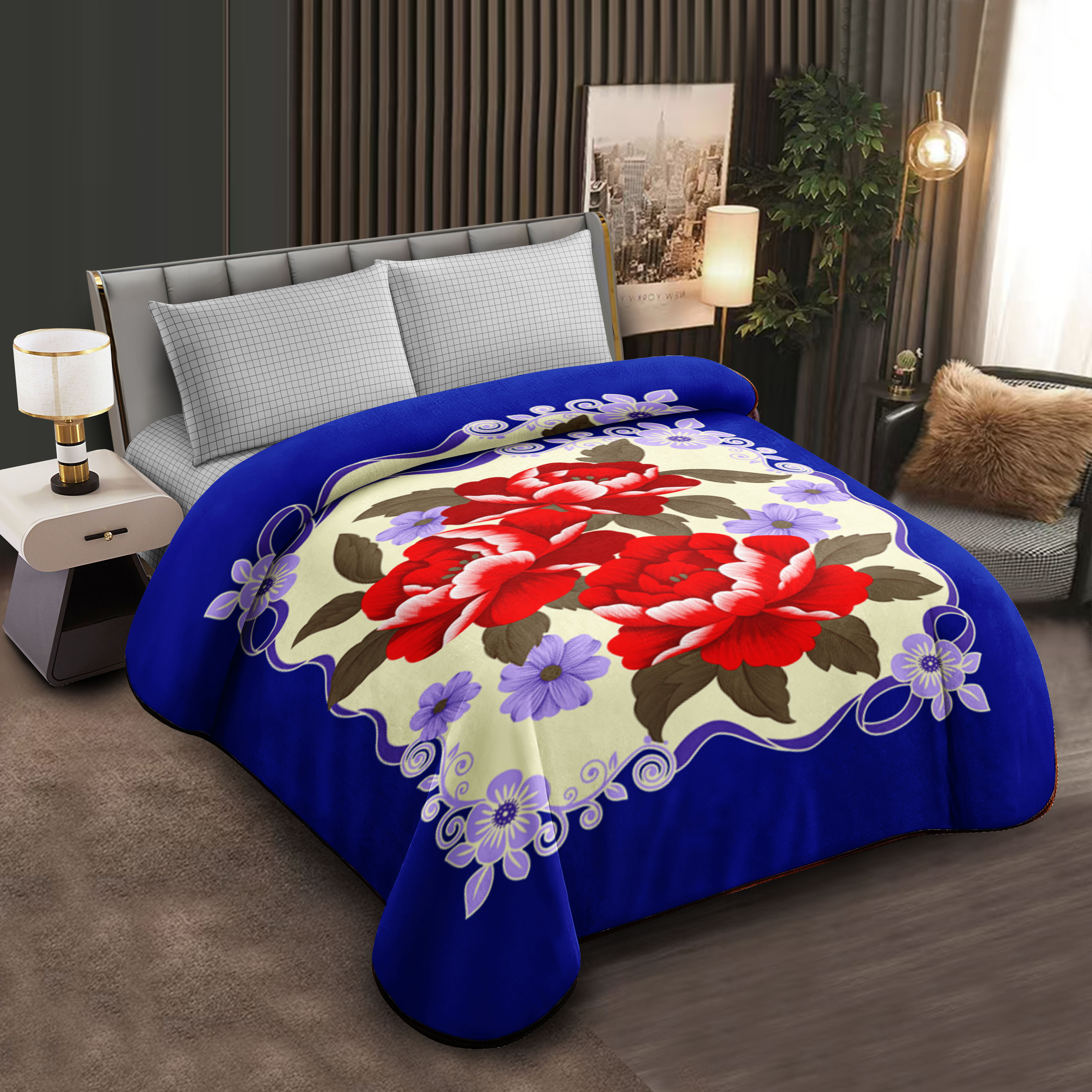 Middle East blanket export, foreign trade floral pattern Raschel blanket, cloud blanket, composite blanket wholesale, customization, large double size in stock, custom-made Application Scenario