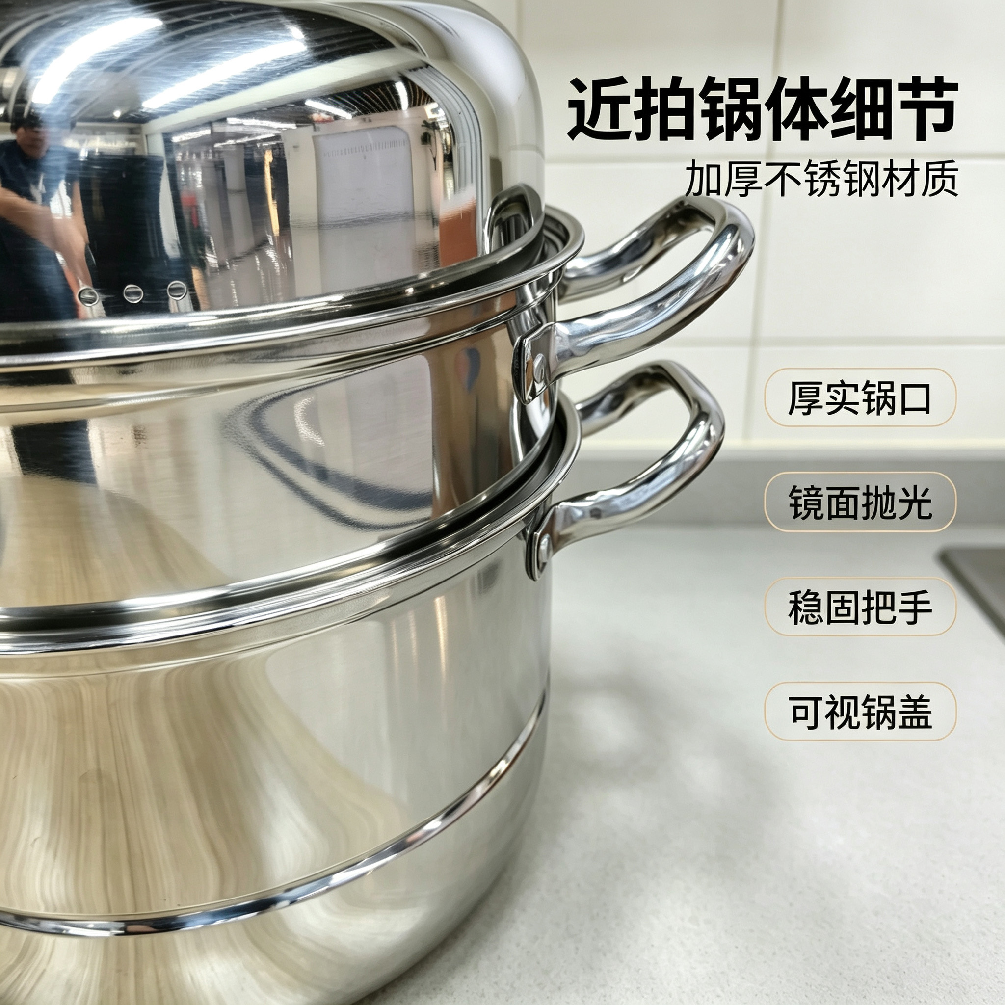 CGUCOOK acero inoxidable engrosado 3 capas steamer steamer grill combo cover back home steamer de gran capacidad acero inoxidable olla grande vista sartén de pescado al vapor estufa de inducción olla universal Application Scenario
