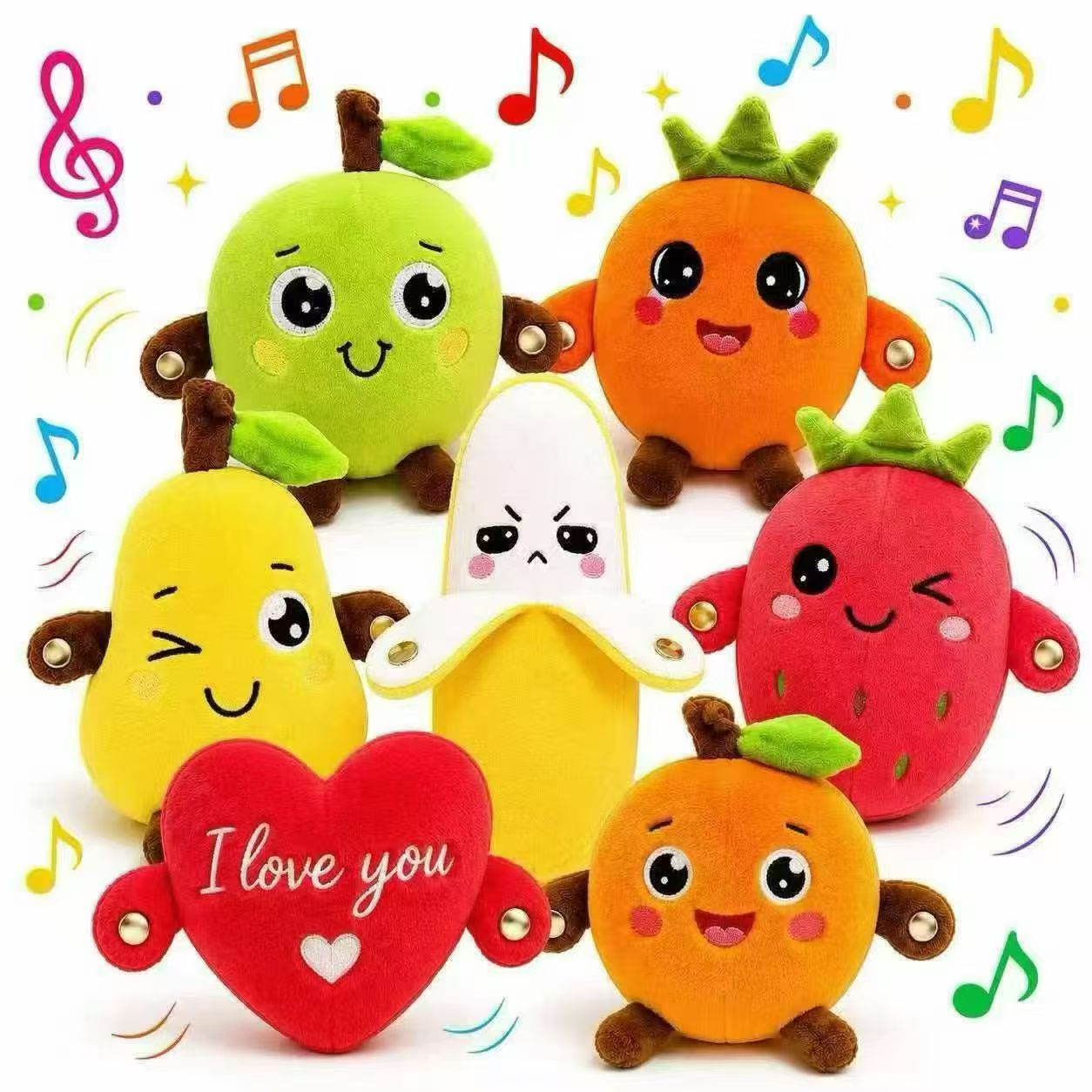 Nueva fruta sensor metrónomo con música de banda de inducción para una sola persona doble plush interactivo