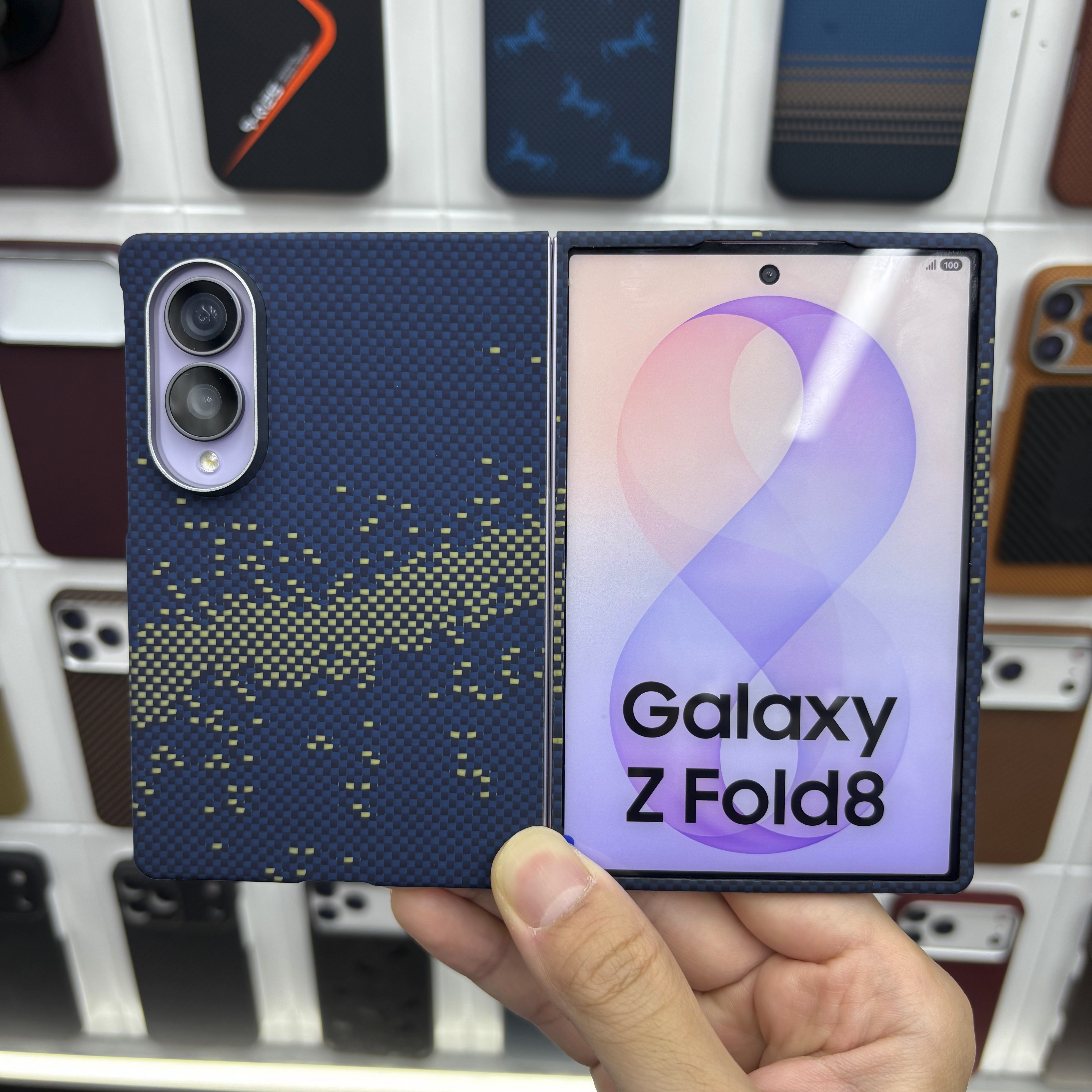 Para samsung Z FOLD8 caso de teléfono de fibra de aramida ultra delgada resistente a los arañazos resistente al desgaste no se desvanece kevlar blue star river protector caso