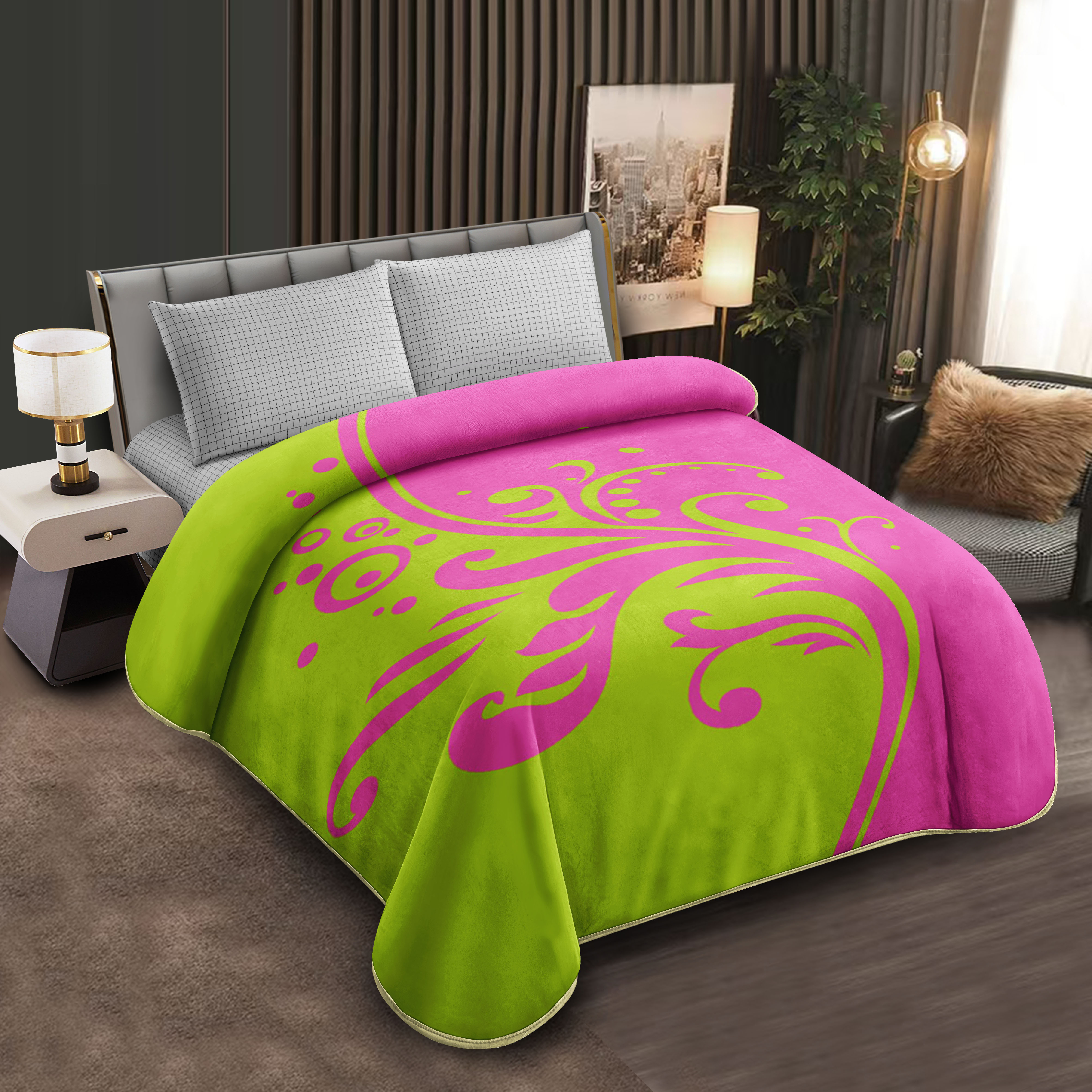 Middle East blanket export, foreign trade, floral pattern, Lashel blanket, cloud blanket, composite blanket wholesale, customization, large double size, multi-color pattern warm blanket, soft and comfortable, home cover blanket, winter essential, red and white style Item Picture