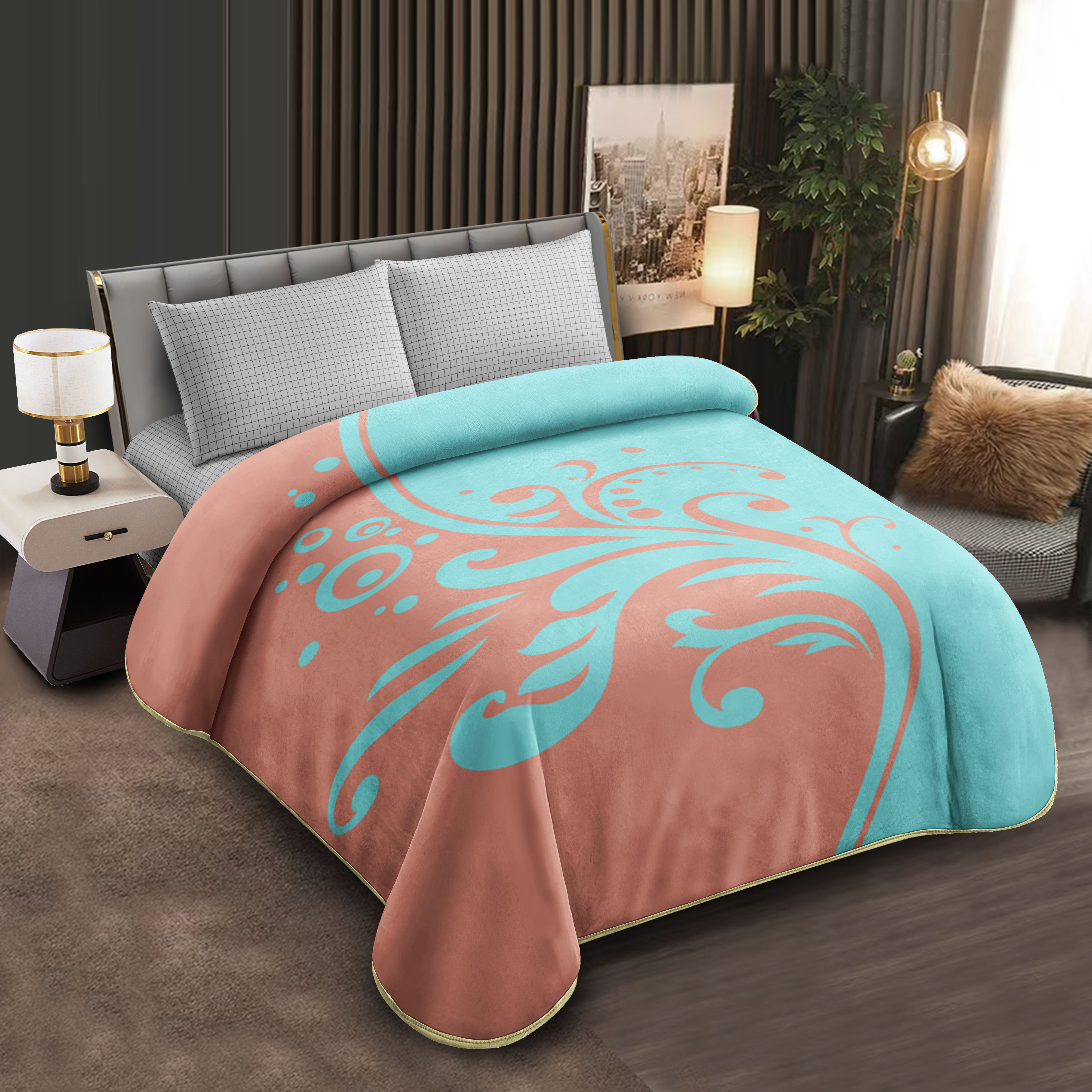 Middle East blanket export, foreign trade, floral pattern, Lashel blanket, cloud blanket, composite blanket wholesale, customization, large double size, multi-color pattern warm blanket, soft and comfortable, home cover blanket, winter essential, red and white style Application Scenario