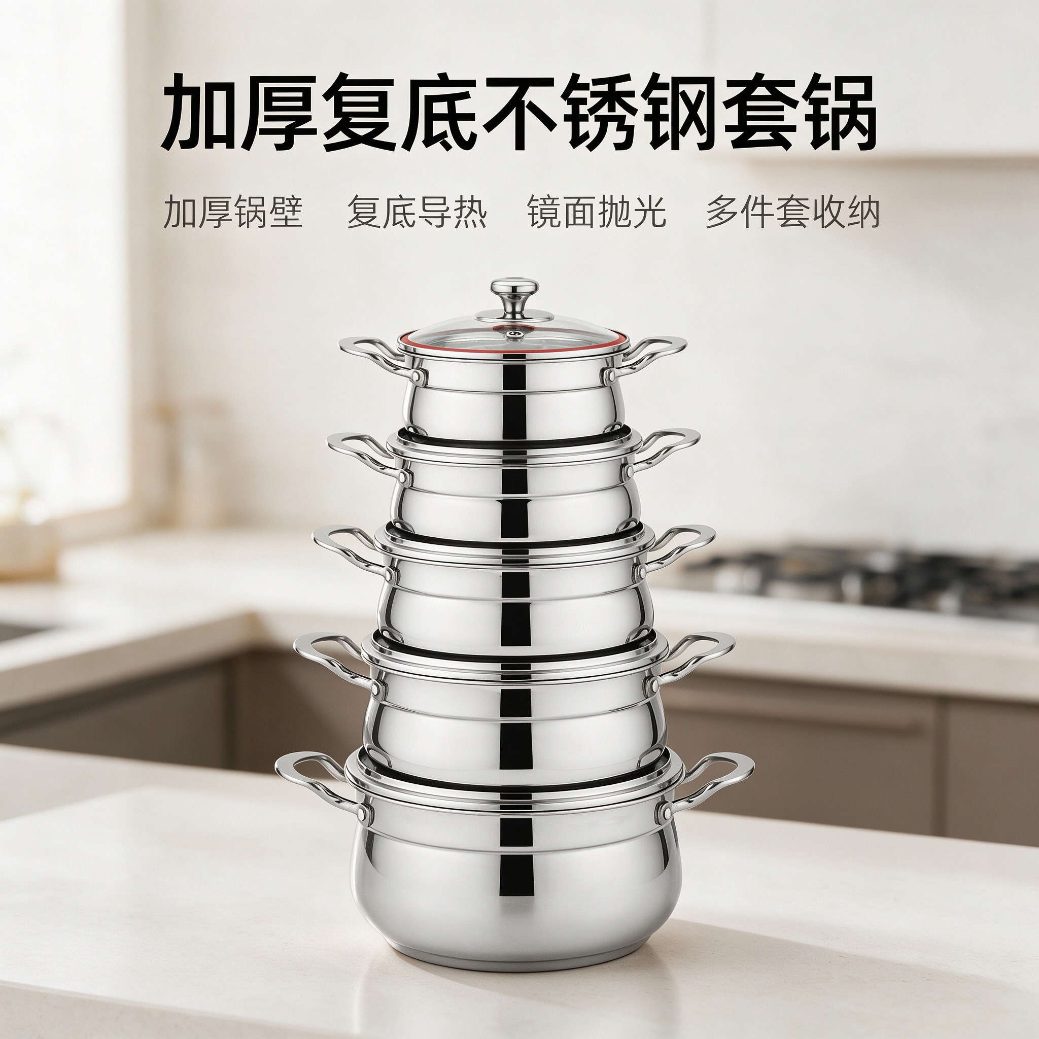 CGUCOOK加厚不锈钢锅具套装组合烹饪汤锅复底大肚型汤锅高档家用不锈钢汤锅详情1