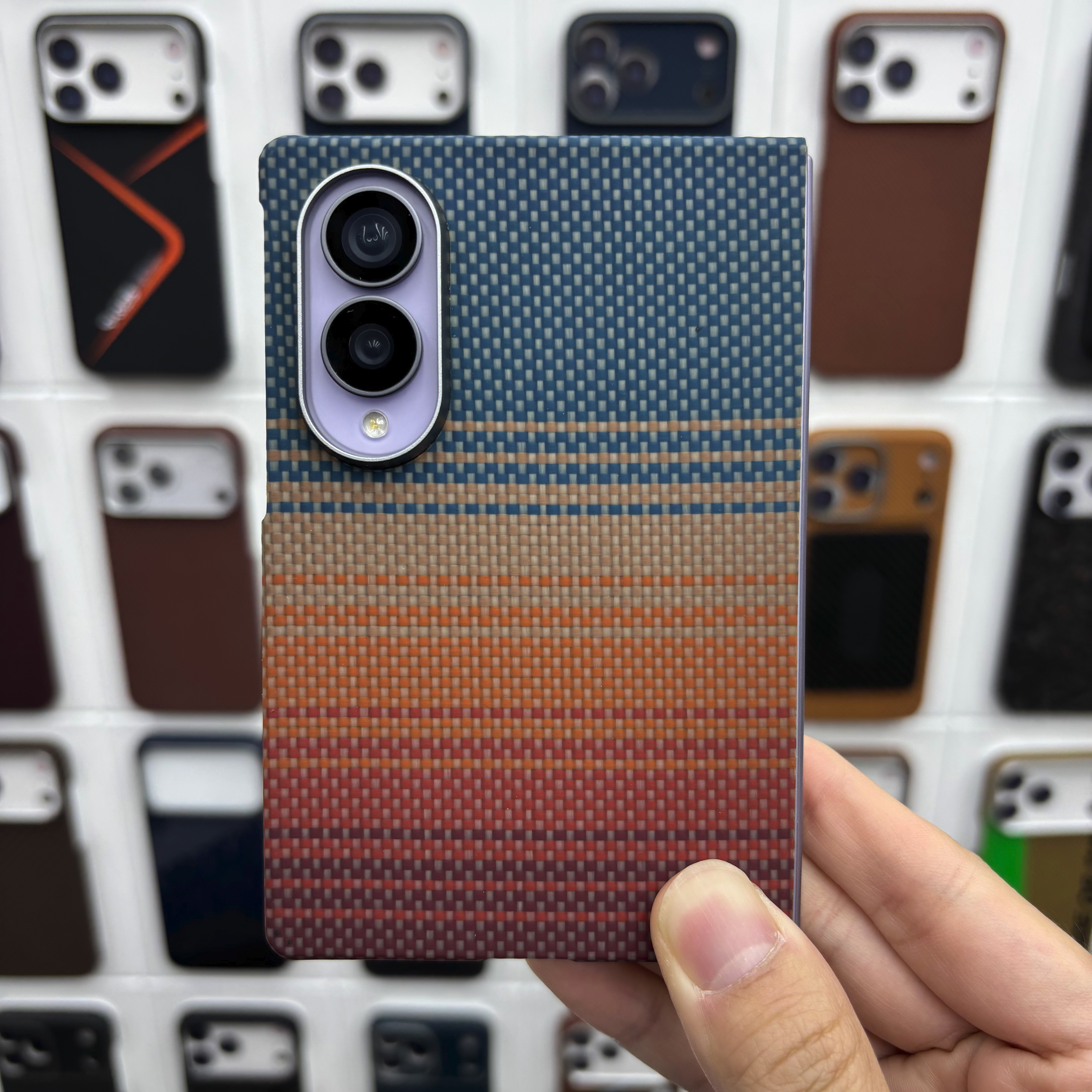 Para samsung Z FOLD8 caso de teléfono de fibra de aramida ultra delgada resistente a arañazos resistente al desgaste no se desvanece kevlar tejido protector caso details Picture