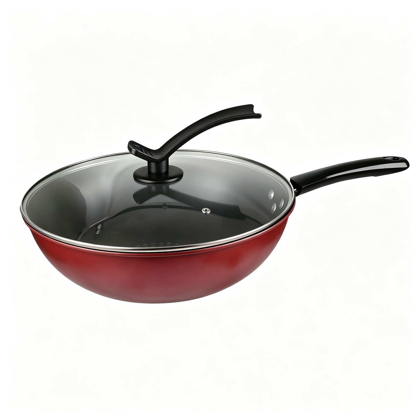 CGUCOOK wok antiadherente multifunction crystal drills white star wok con tapa de cristal wok con rejilla antiadherente 32cm deeping gran capacidad wok gas inducción estufa universal Item Picture