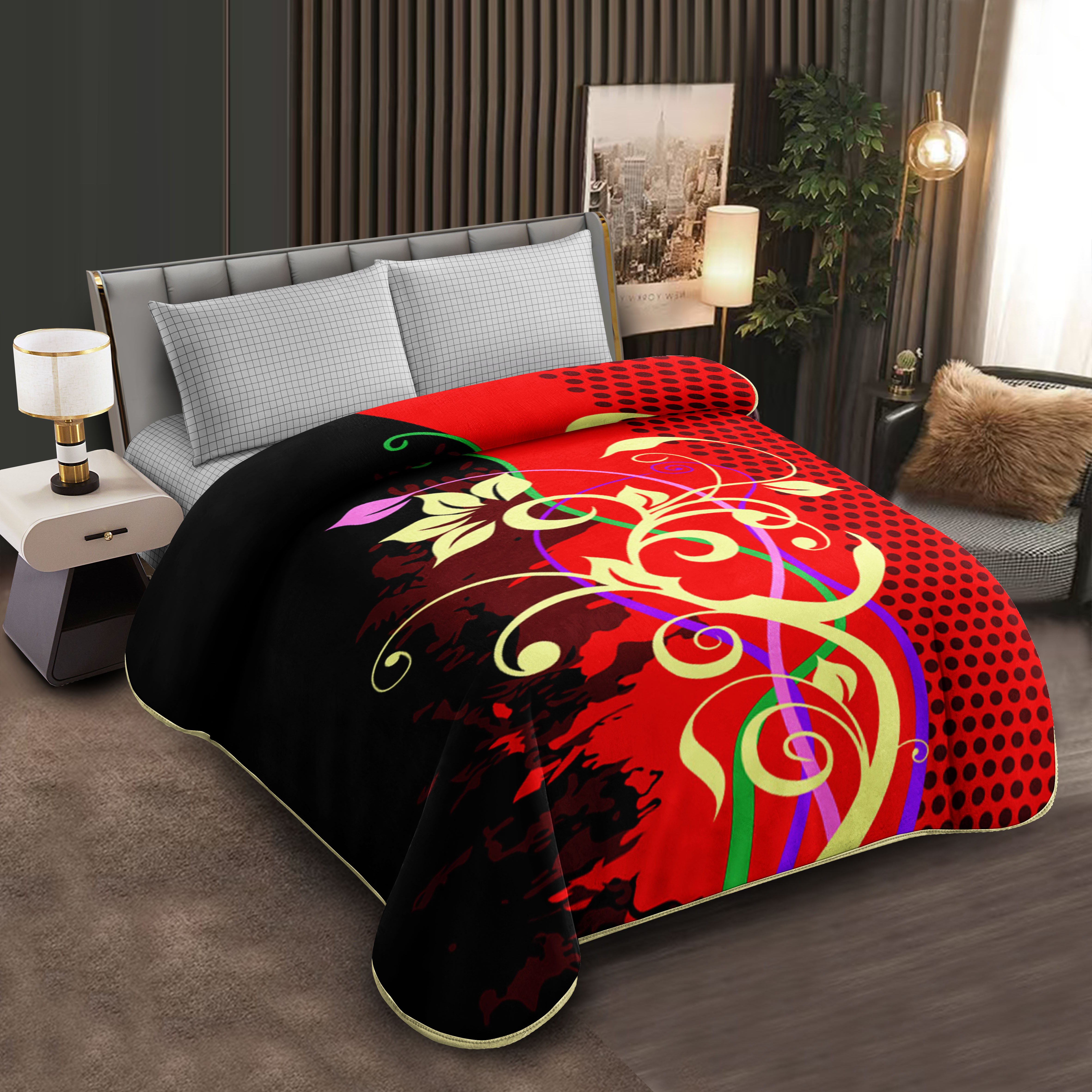 Middle East blanket export, foreign trade, floral pattern, Lashel blanket, cloud blanket, composite blanket wholesale, customization, large double size, fashionable, colorful, geometric texture blanket, soft and warm, home cover blanket, single and double bed blanket, essential for winter