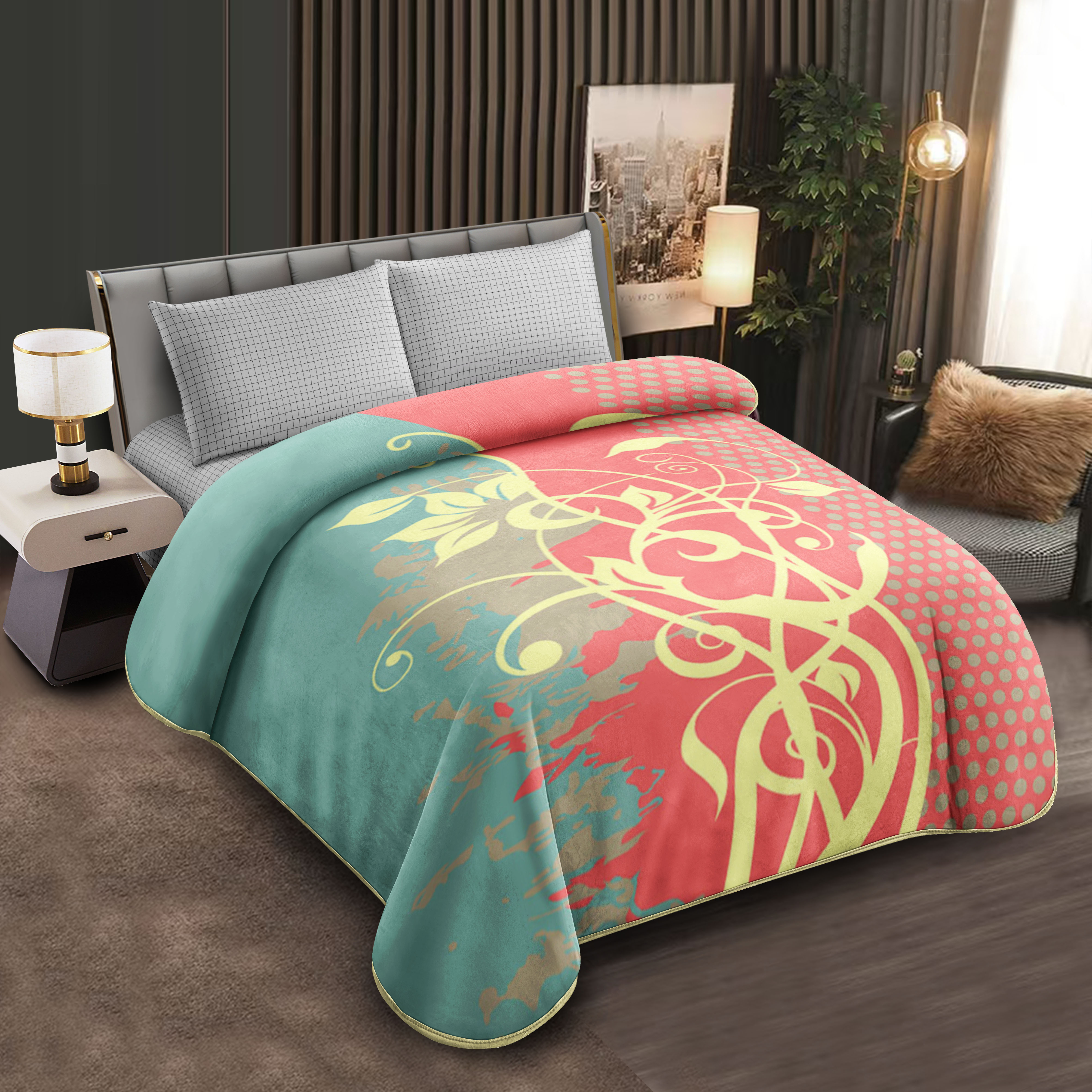 Middle East blanket export, foreign trade, floral pattern, Lashel blanket, cloud blanket, composite blanket wholesale, customization, large double size, fashionable, colorful, geometric texture blanket, soft and warm, home cover blanket, single and double bed blanket, essential for winter details Picture