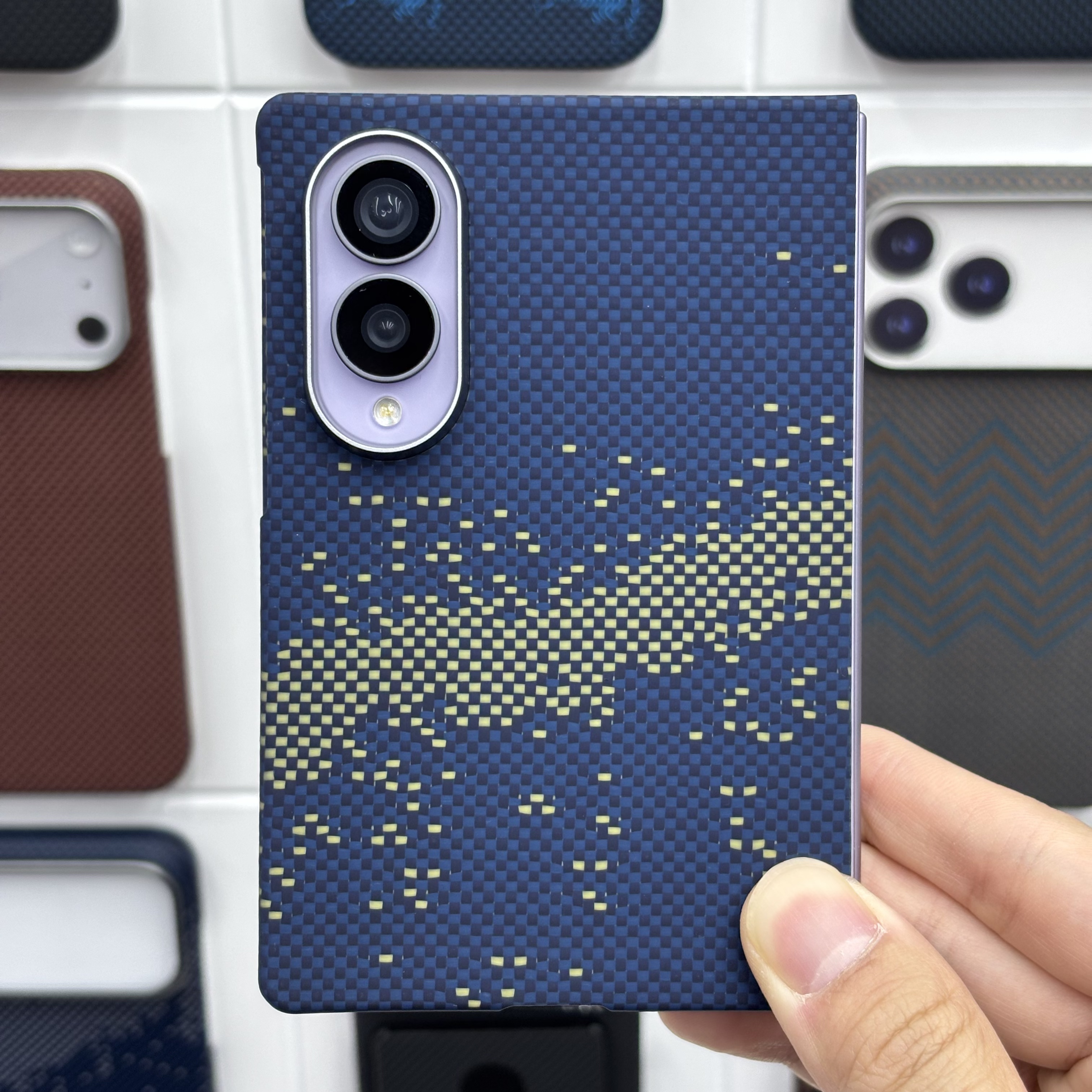 Para samsung Z FOLD8 caso de teléfono de fibra de aramida ultra delgada resistente a los arañazos resistente al desgaste no se desvanece kevlar blue star river protector caso Item Picture