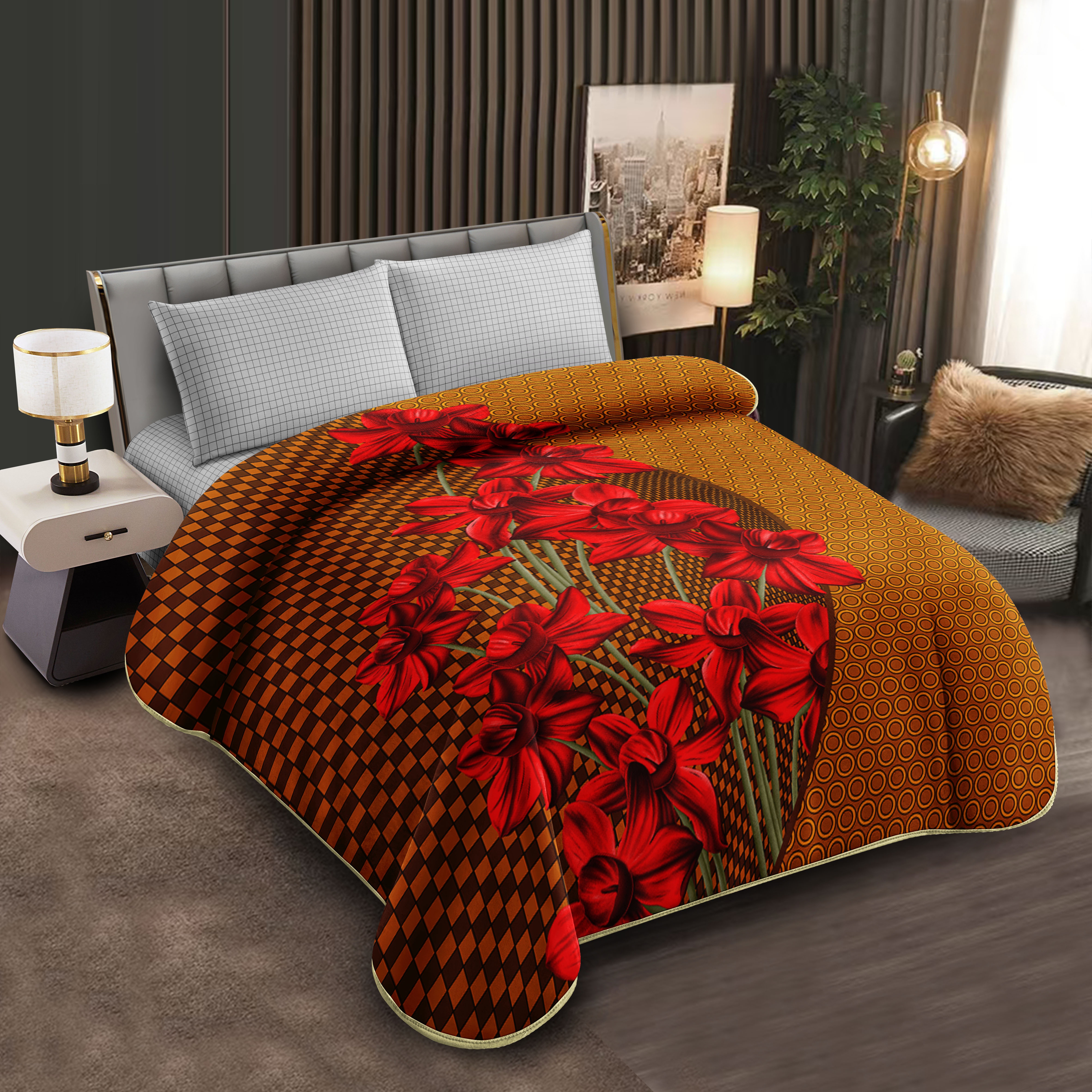 Middle East blanket export, foreign trade floral pattern Raschel blankets, cloud blankets, composite blankets wholesale and customization, large double size warm and soft multi-color velvet blankets, home living room cover blankets, winter warm and casual blankets, thick bed blankets Application Scenario
