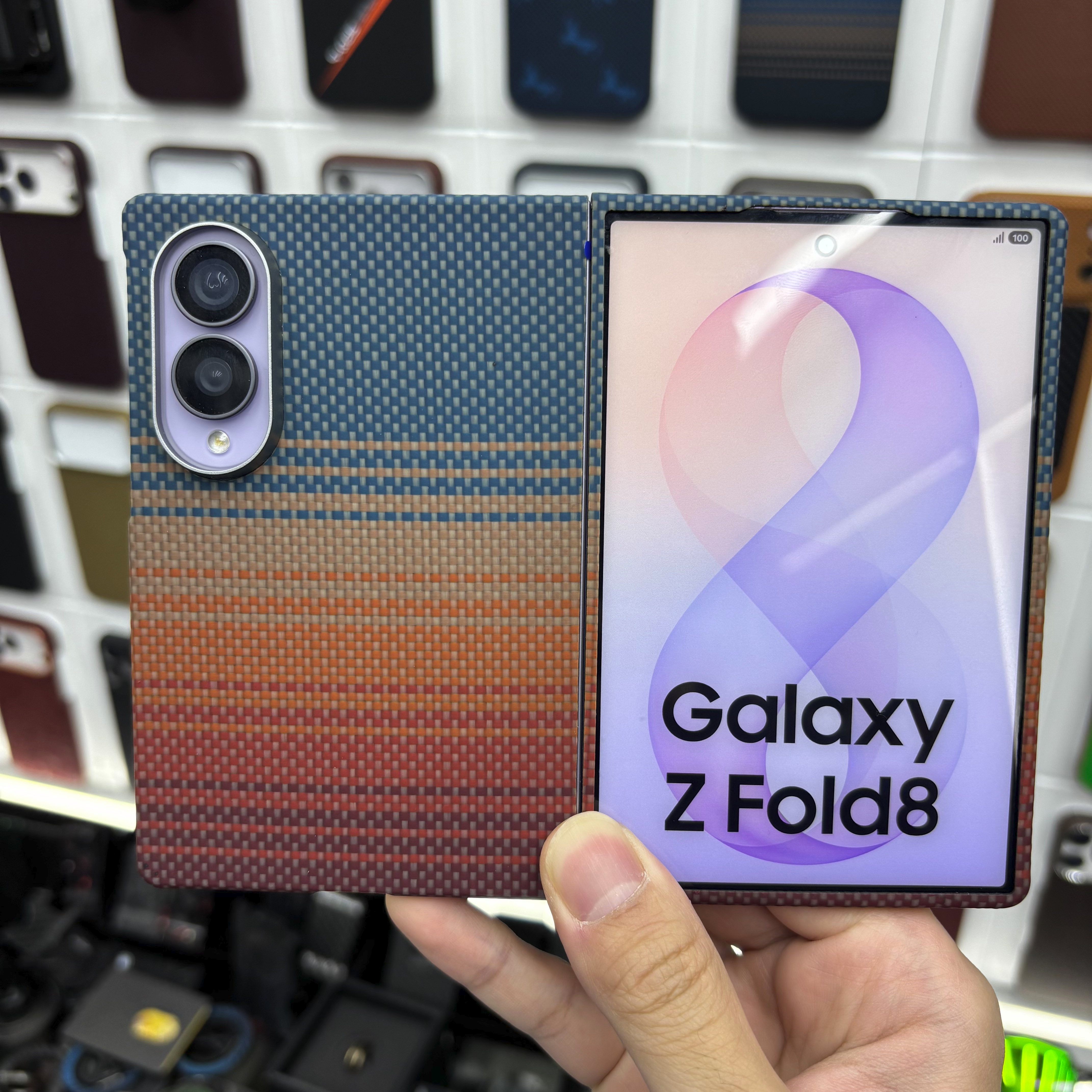 Para samsung Z FOLD8 caso de teléfono de fibra de aramida ultra delgada resistente a arañazos resistente al desgaste no se desvanece kevlar tejido protector caso