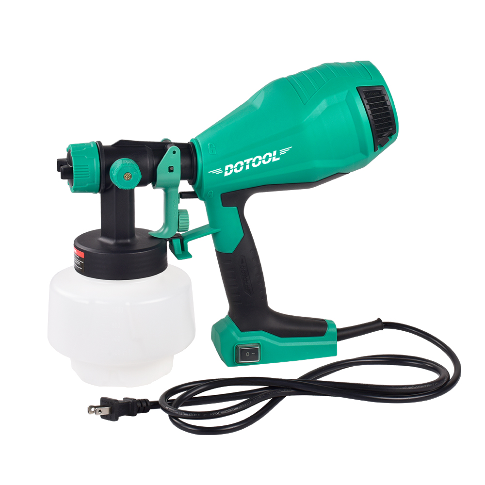 The DOTOOL DTL300 500W electric spray gun is an electric sprayer set suitable for most painting projects, with adjustable flow control