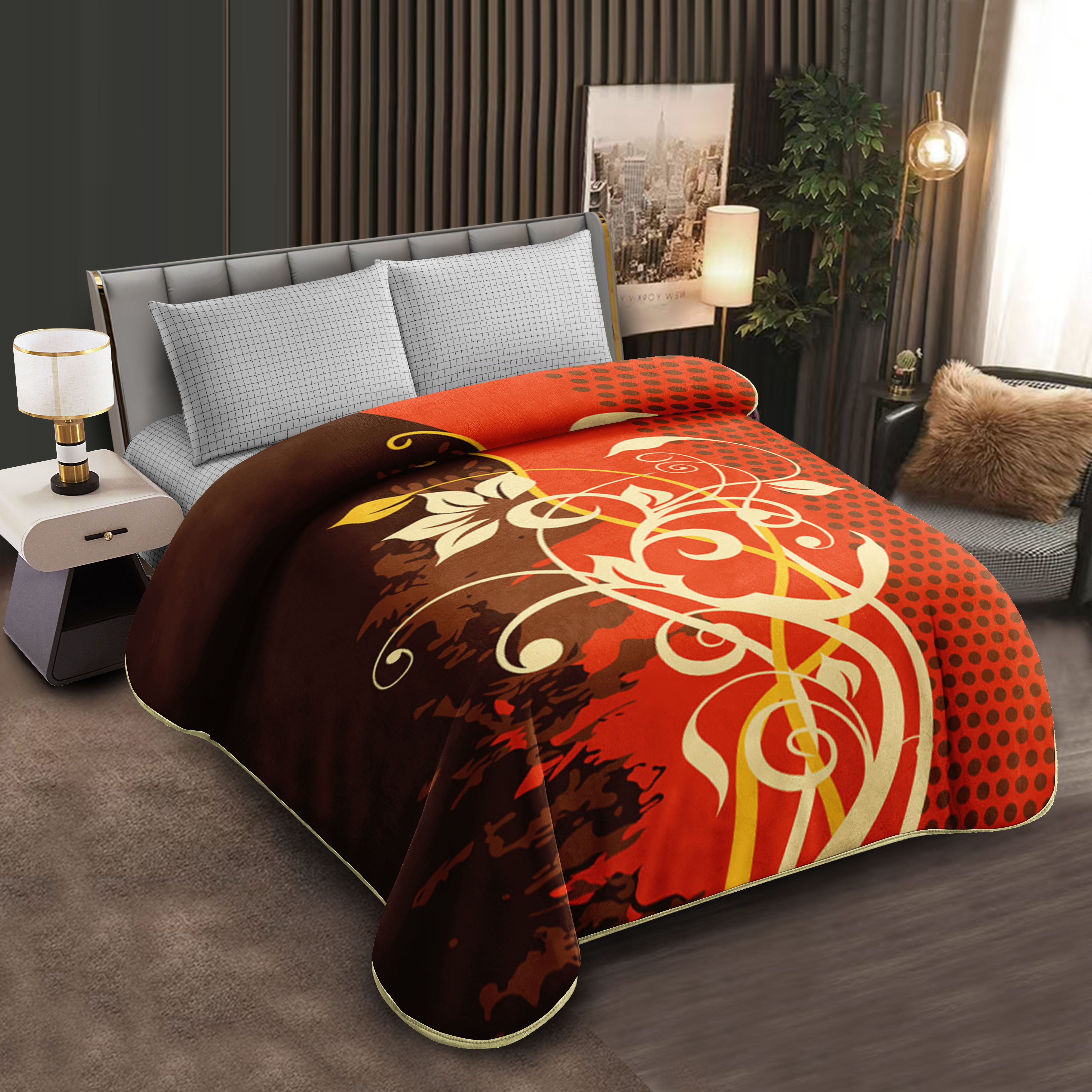 Middle East blanket export, foreign trade, floral pattern, Lashel blanket, cloud blanket, composite blanket wholesale, customization, large double size, fashionable, colorful, geometric texture blanket, soft and warm, home cover blanket, single and double bed blanket, essential for winter Specification image