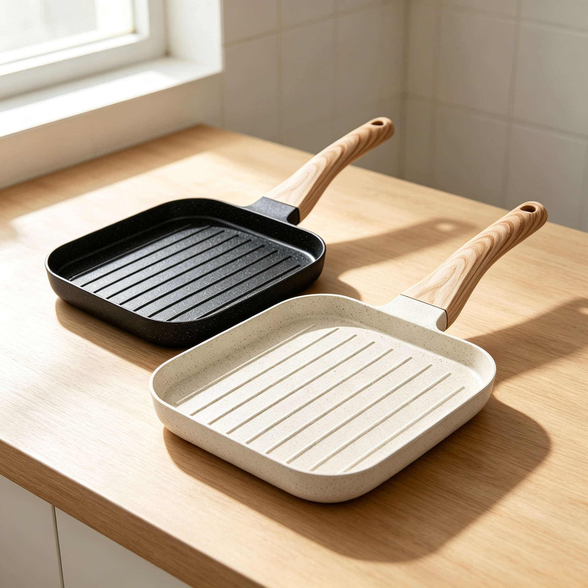 CGUCOOK single-compartment non-stick steak frying pan, household mica stone kitchen flat pan, non-stick aluminum pan, striped egg frying pan, breakfast egg sandwich frying pan, steak pan Application Scenario