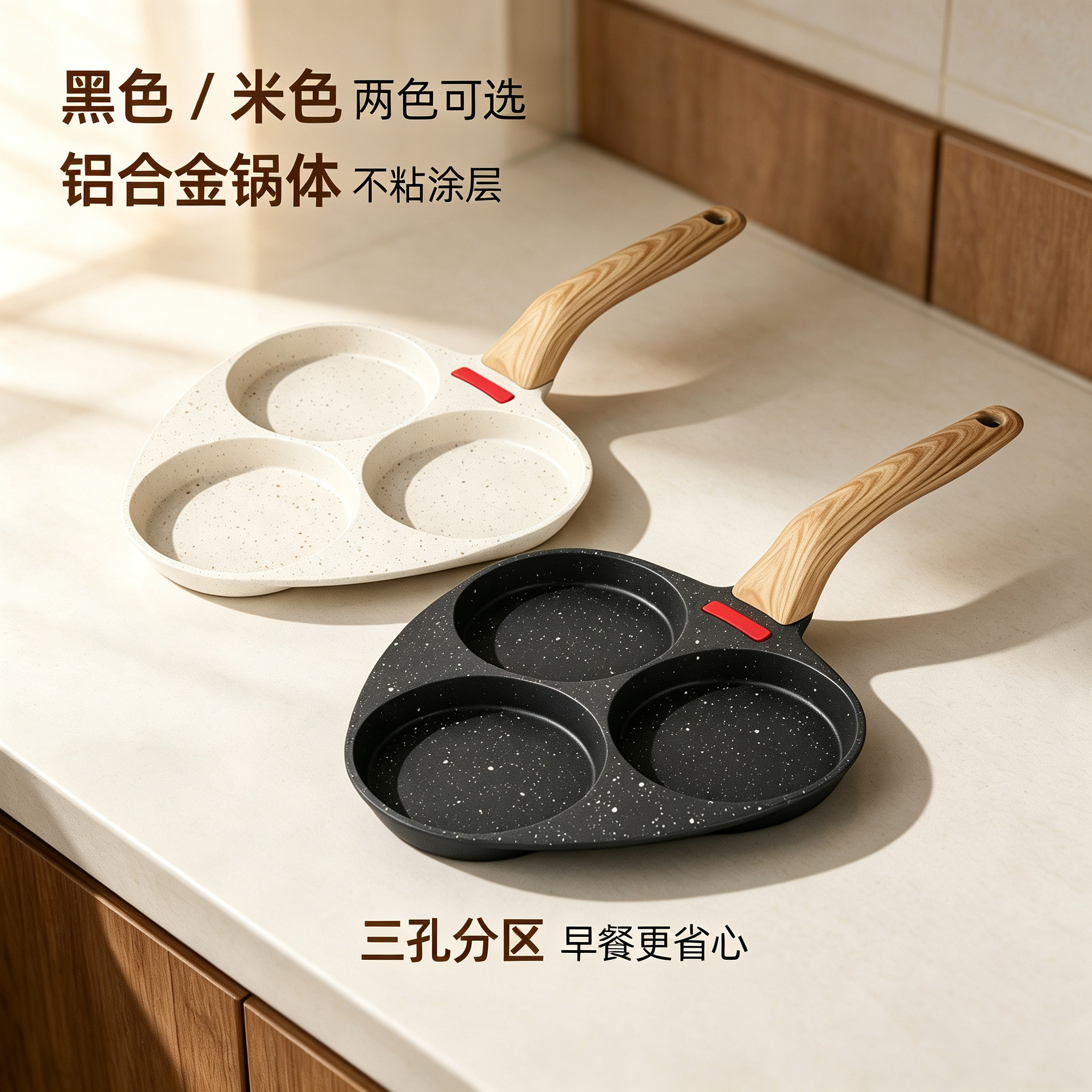 CGUCOOK three-hole non-stick frying pan, egg frying pan, home breakfast, Mai Fan stone egg frying pan, poached egg pan, egg burger, non-stick flat aluminum pan, frying plate details Picture