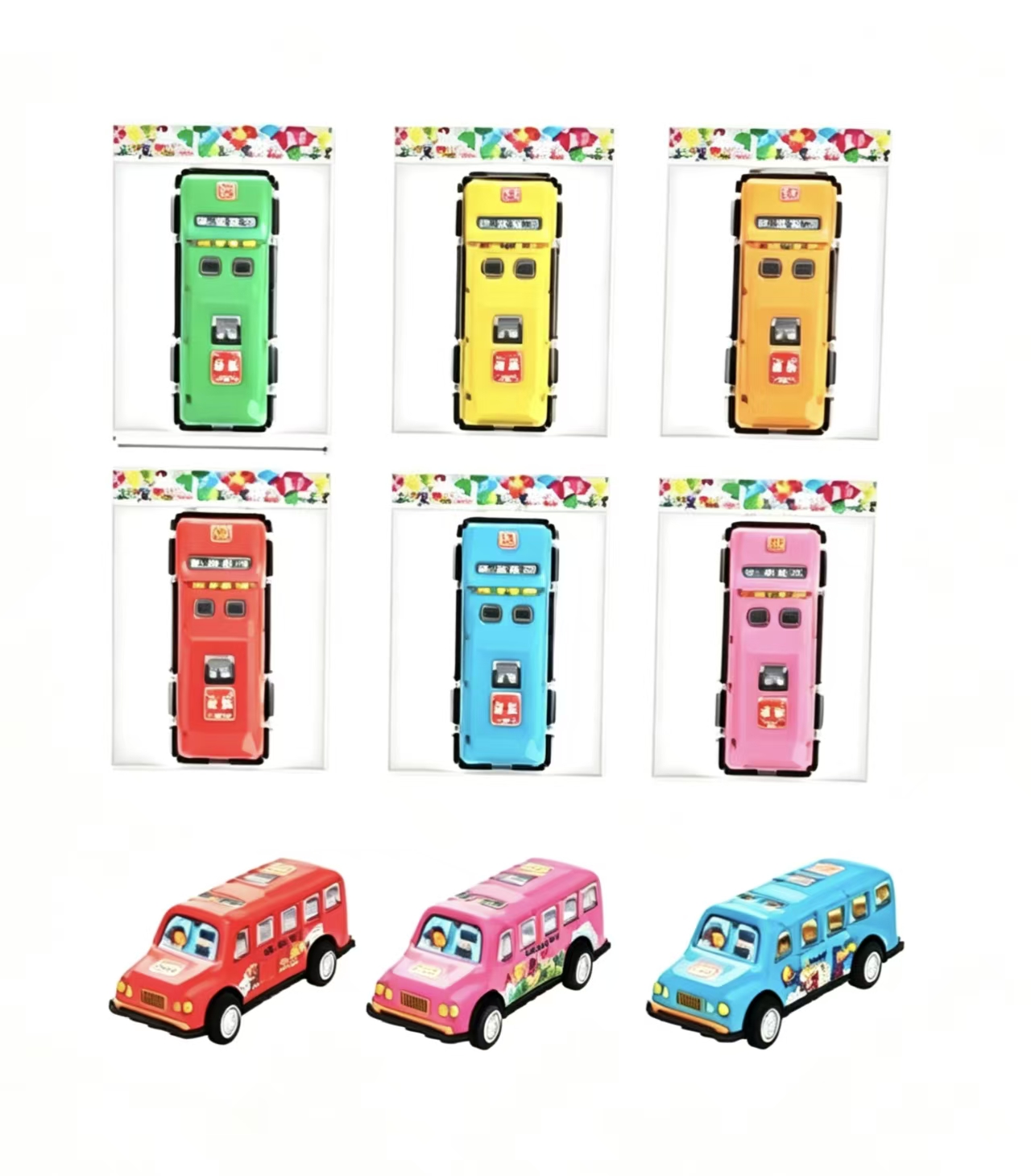 Metal hierro shell huai li autobús escolar simulación de coche modelo de autobús niños graffiti coche stand de tierra fuente de juguetes