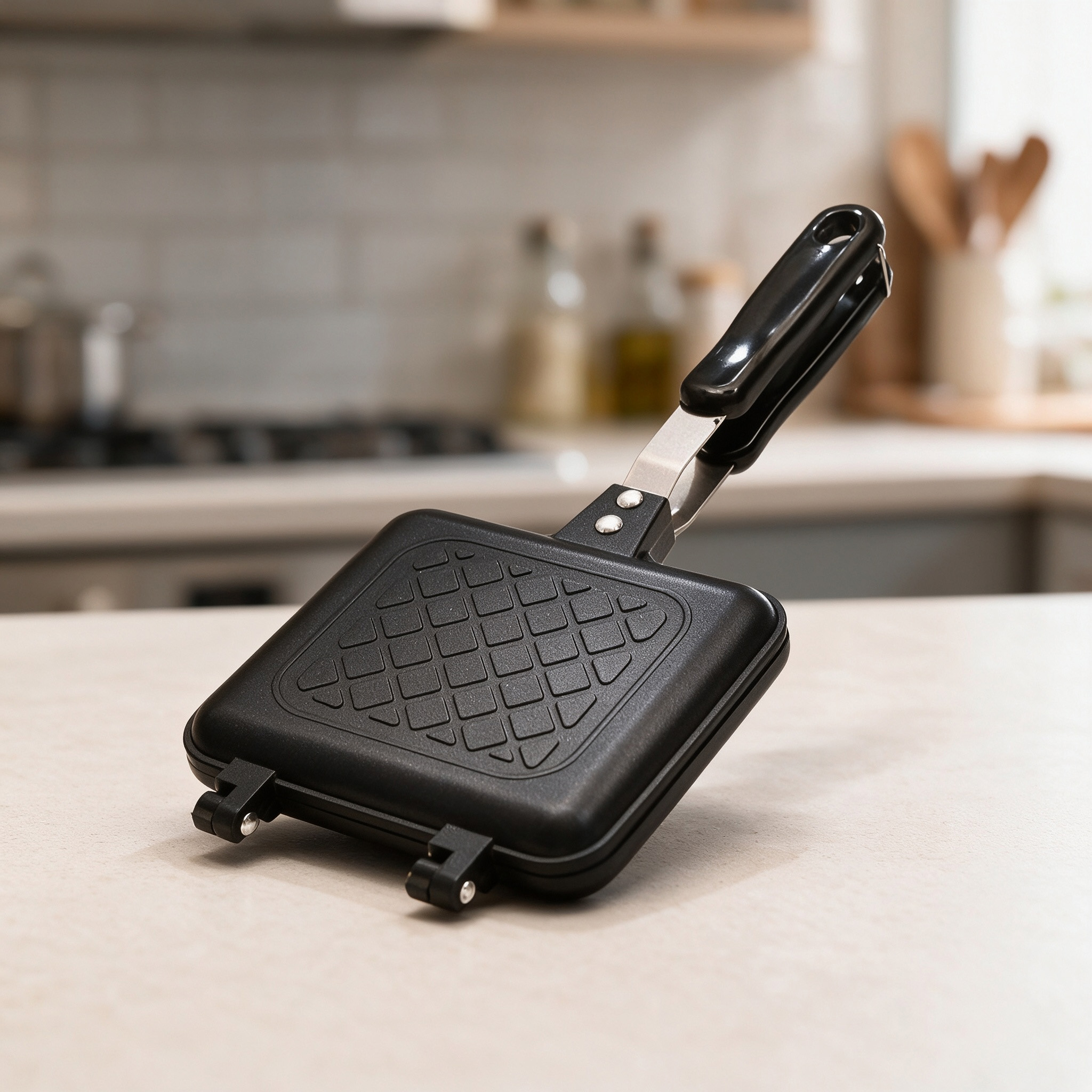 CGUCOOK patterned non-stick sandwich baking tray, non-stick pan, home portable multi-functional breakfast machine, egg and toast pressing mold, Japanese sandwich on both sides details Picture