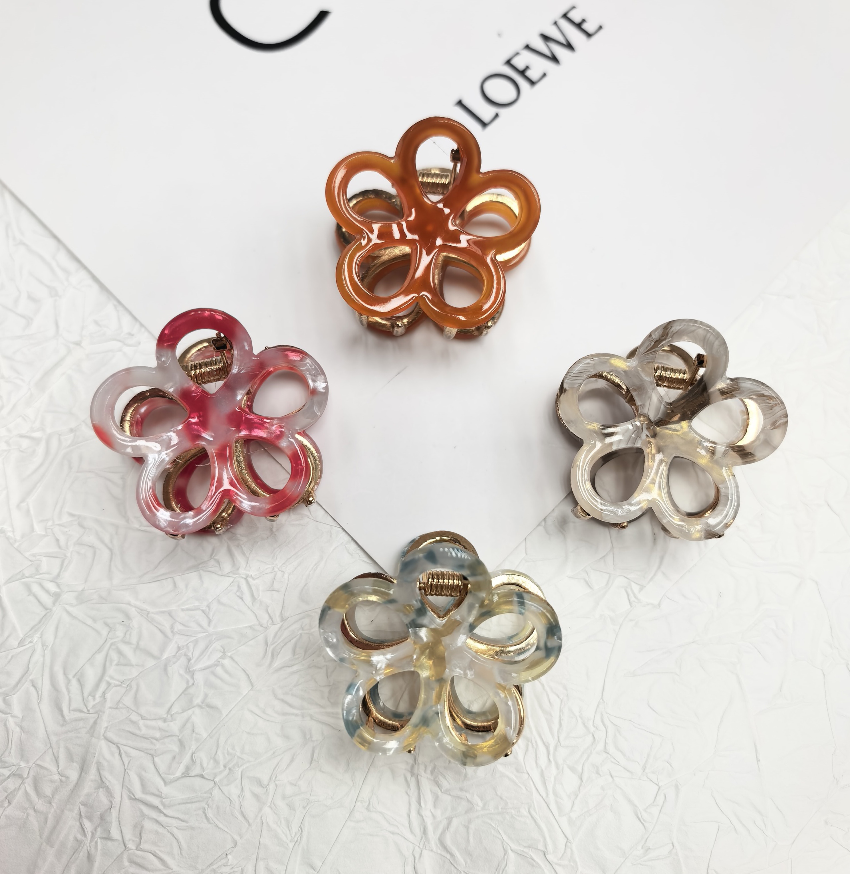 Retro acetate metal flower small gripper, half bun hair gripper at the back of the head, hair clip clip, hair accessory, headwear