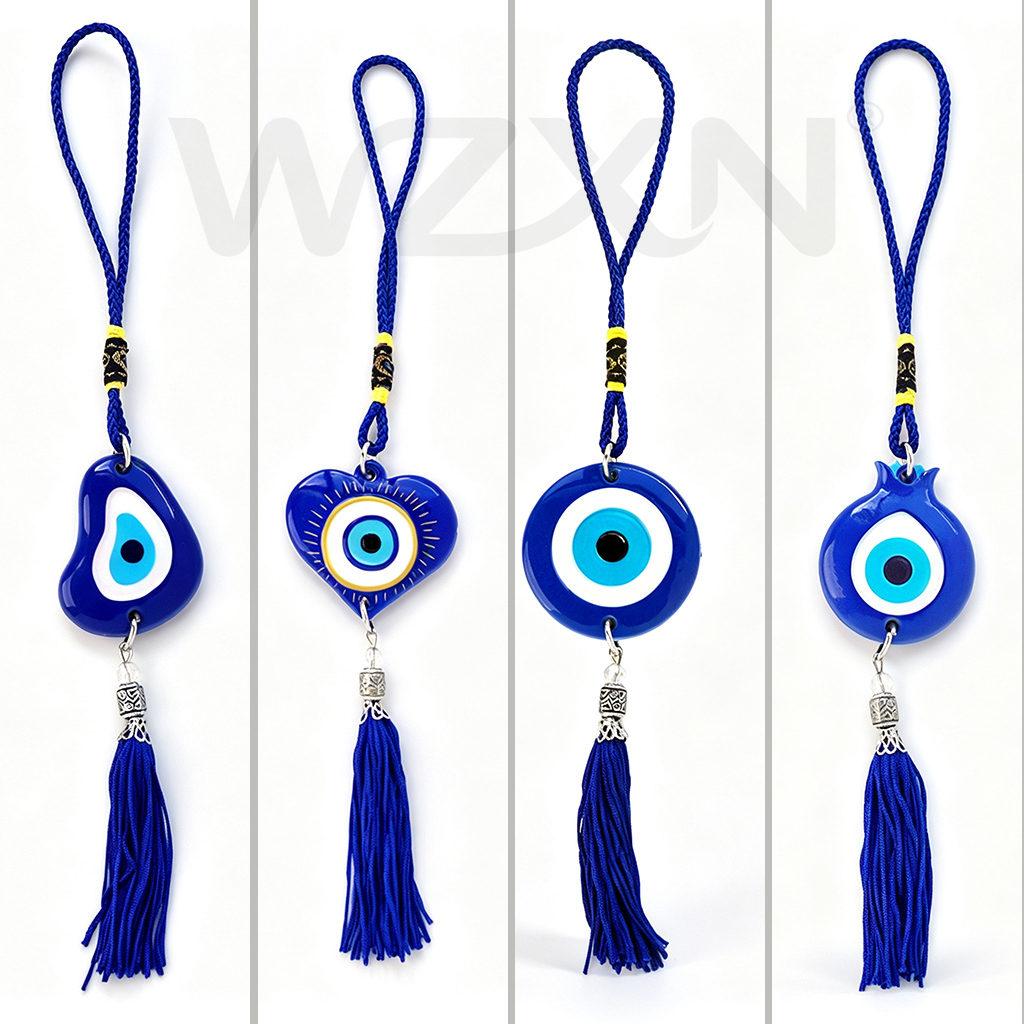 Blue Devil's Eye Car accessory Pendant, home decoration Blue knot tassel, Turkish blue Eye Heart-shaped round Irregular shape Pomegranate shape decoration, Siyao 08296 Specification image