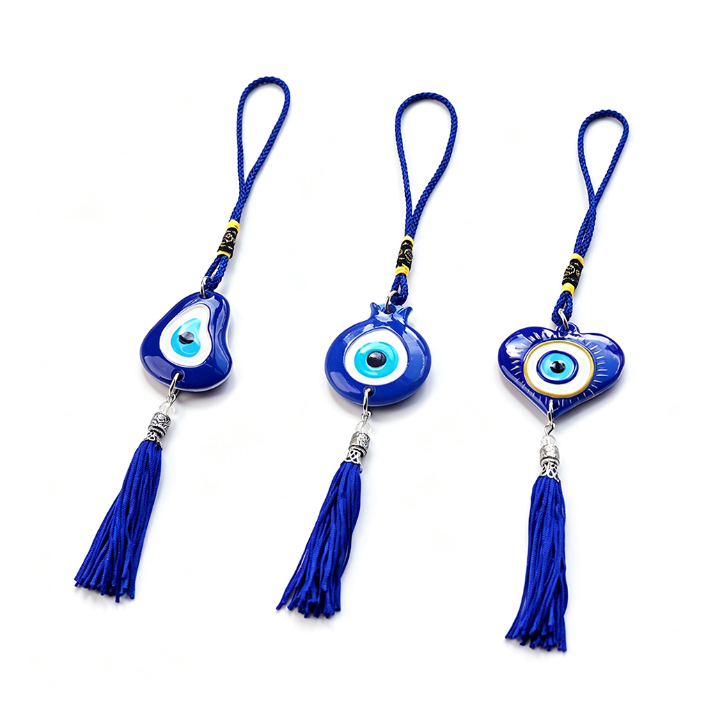 Blue Devil's Eye Car accessory Pendant, home decoration Blue knot tassel, Turkish blue Eye Heart-shaped round Irregular shape Pomegranate shape decoration, Siyao 08296 details Picture