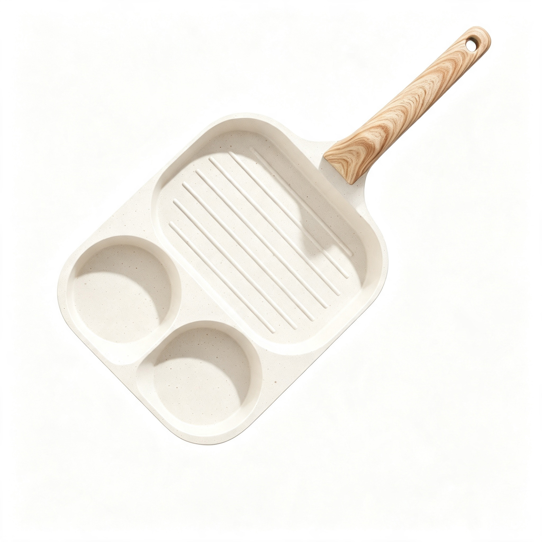 CGUCOOK Three-hole non-stick frying pan, tourmaline three-hole breakfast aluminum pan, fried egg, hamburger, striped steak, non-stick pan, household flat pan, induction cooker universal frying plate Item Picture