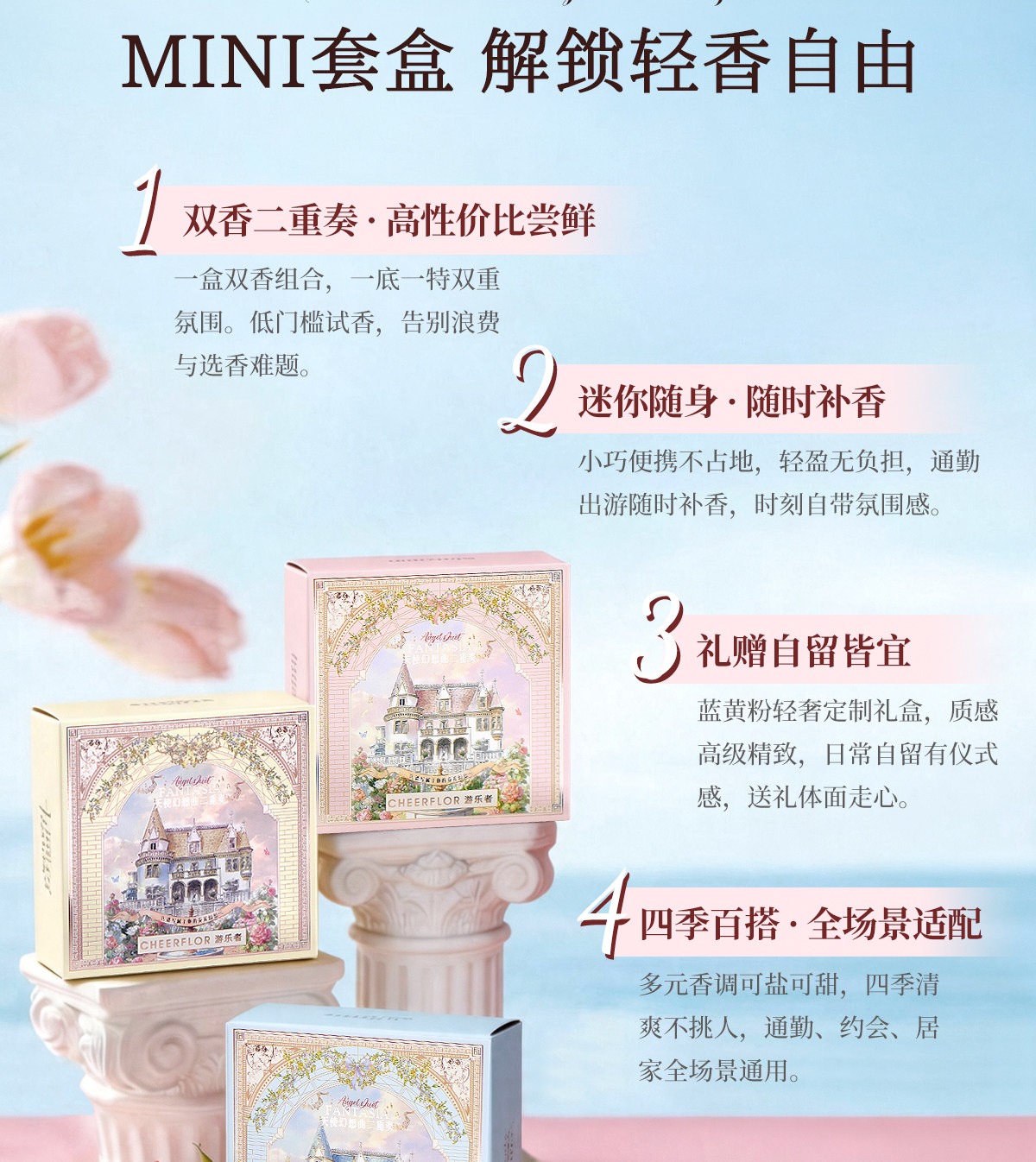 CHEERFLOR Angel Fantasy Duet MINI Set Perfume Application Scenario