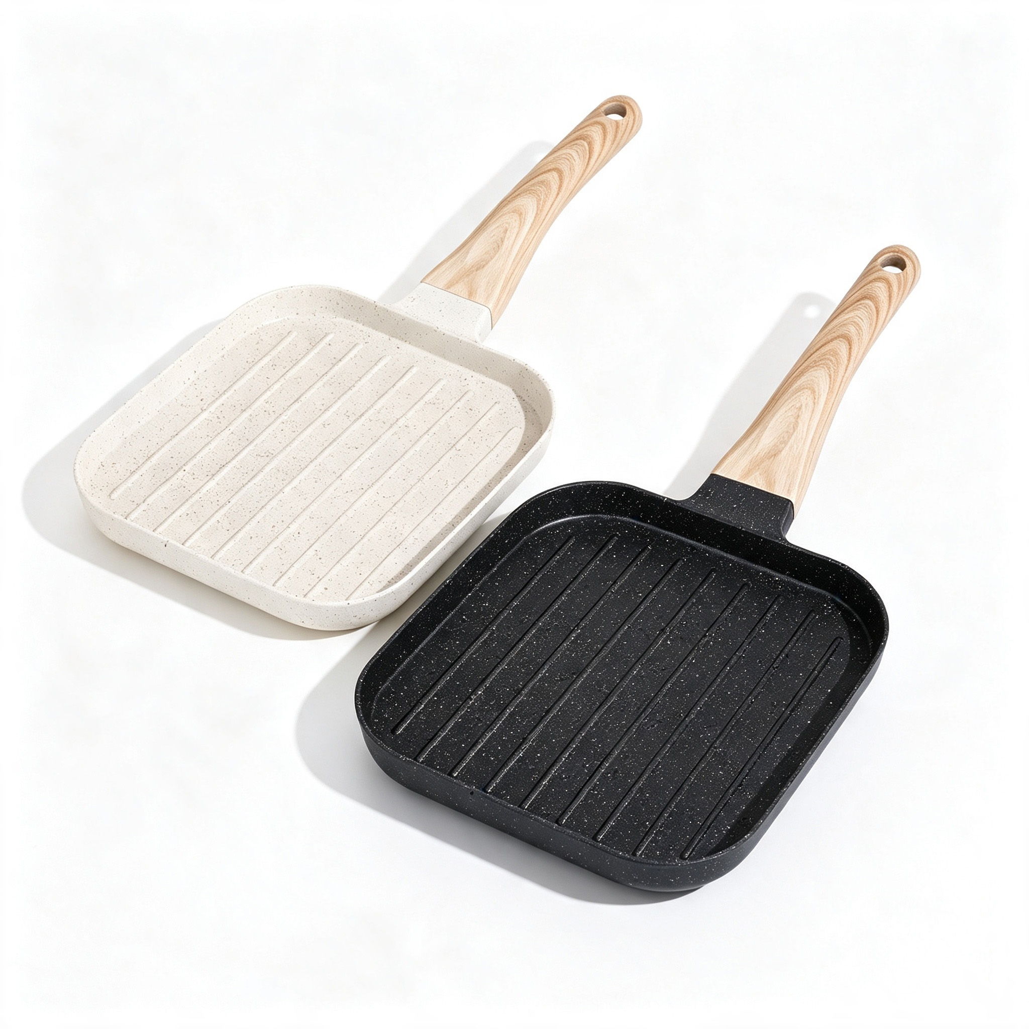 CGUCOOK single-compartment non-stick steak frying pan, household mica stone kitchen flat pan, non-stick aluminum pan, striped egg frying pan, breakfast egg sandwich frying pan, steak pan Item Picture