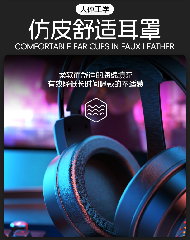 R8 RGB light-emitting gaming headphones are specially designed for gaming, featuring a bass headset with a microphone and dazzling lights for comfortable wearing pic 6