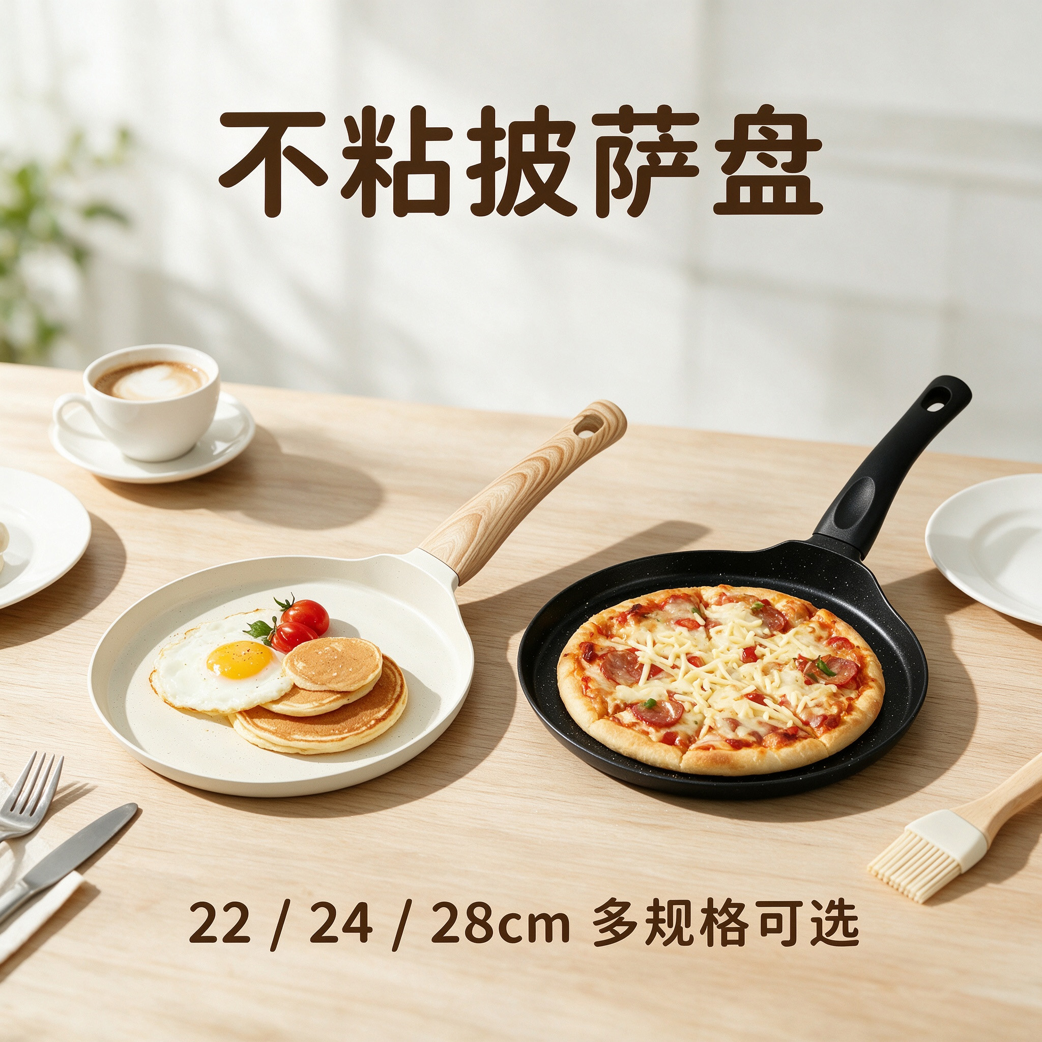 CGUCOOK不粘披萨盘平底锅煎牛排煎鸡蛋不粘煎锅烤肉盘煎饼锅厨房煎蛋披萨煎盘家用烤盘详情1