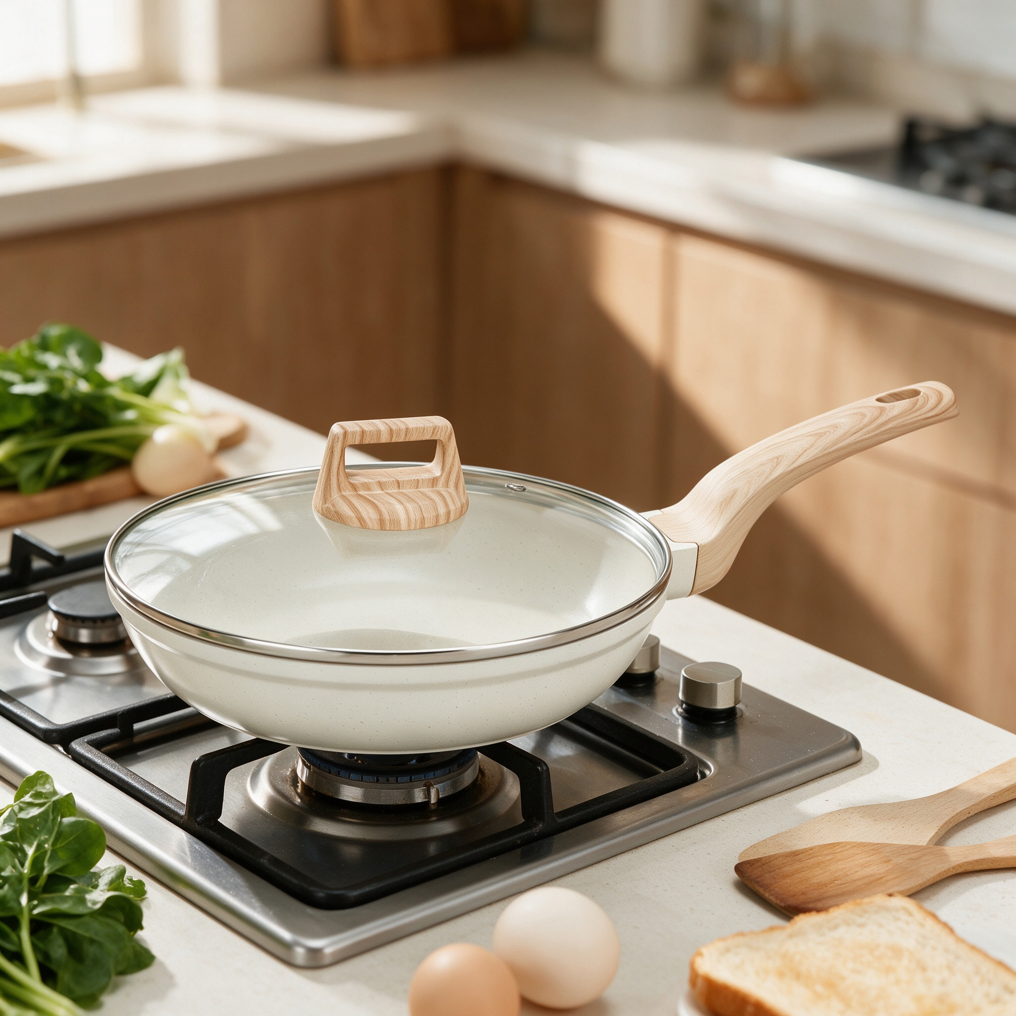 CGUCOOK die-cast aluminum non-stick frying pan, household tourmaline flat pan, smoke-free non-stick aluminum pan, steak frying pan, breakfast pan, egg and pancake pan Specification image