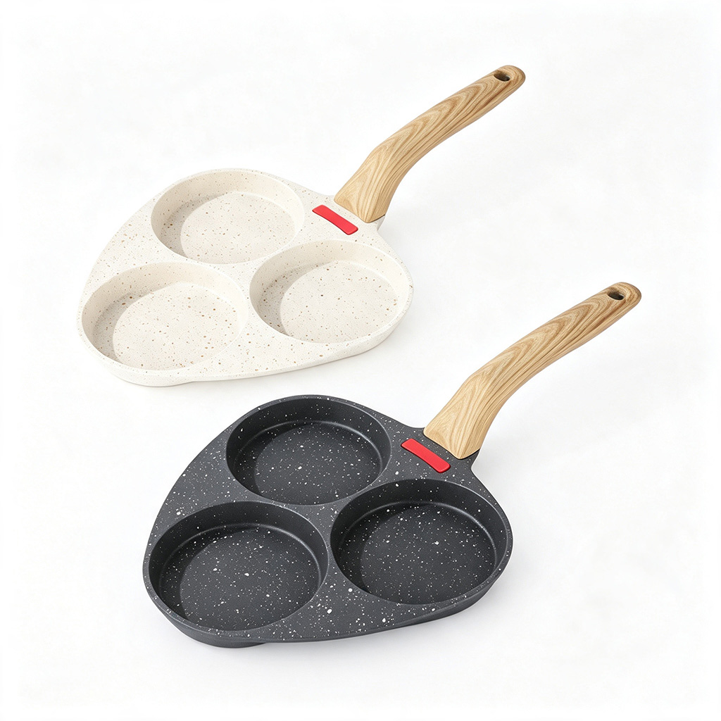 CGUCOOK three-hole non-stick frying pan, egg frying pan, home breakfast, Mai Fan stone egg frying pan, poached egg pan, egg burger, non-stick flat aluminum pan, frying plate Item Picture