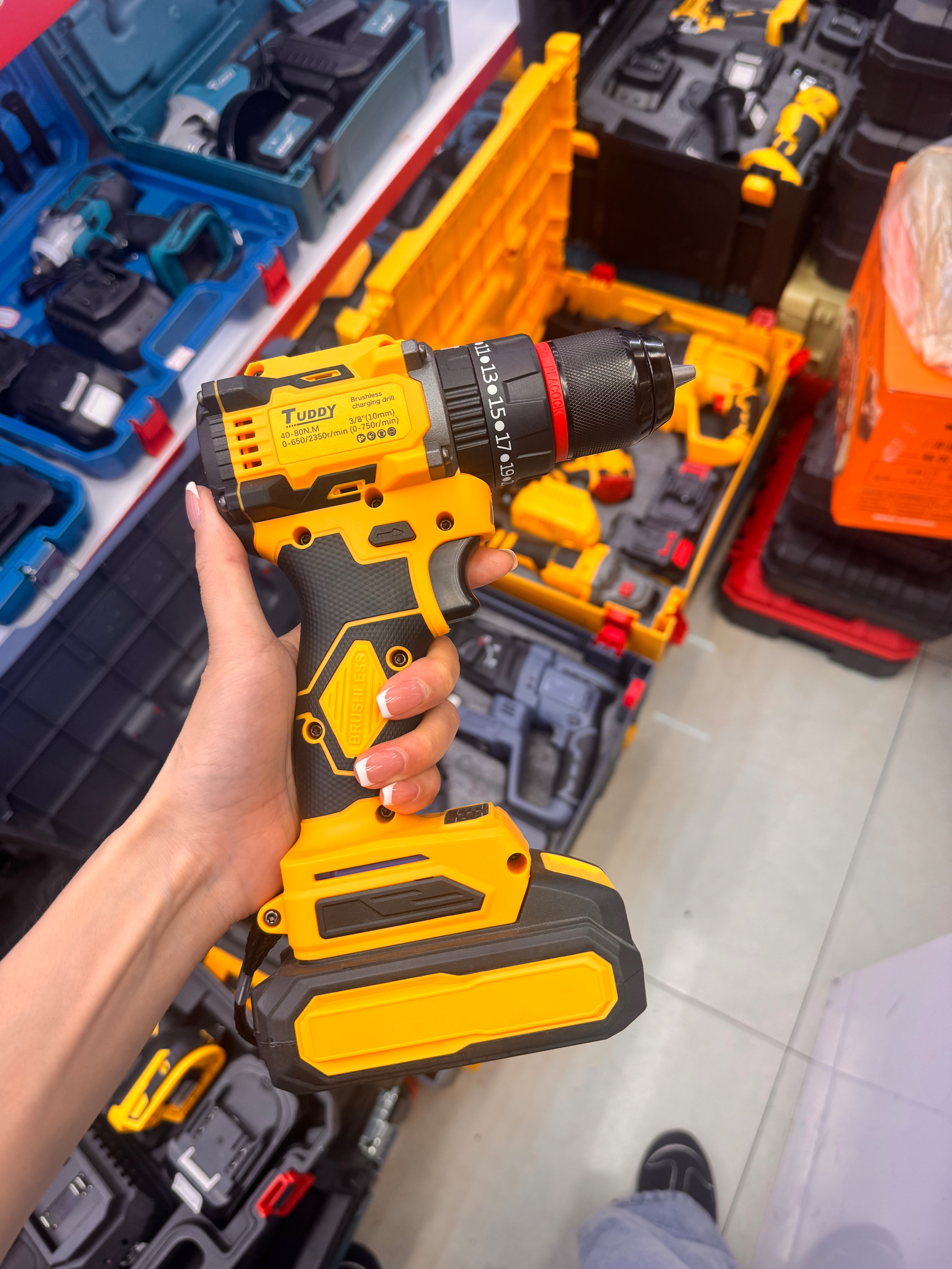 Electric hand drill, multi-functional electric screwdriver, lithium battery toolbox, wall drilling, hole drilling, household hardware impact full image