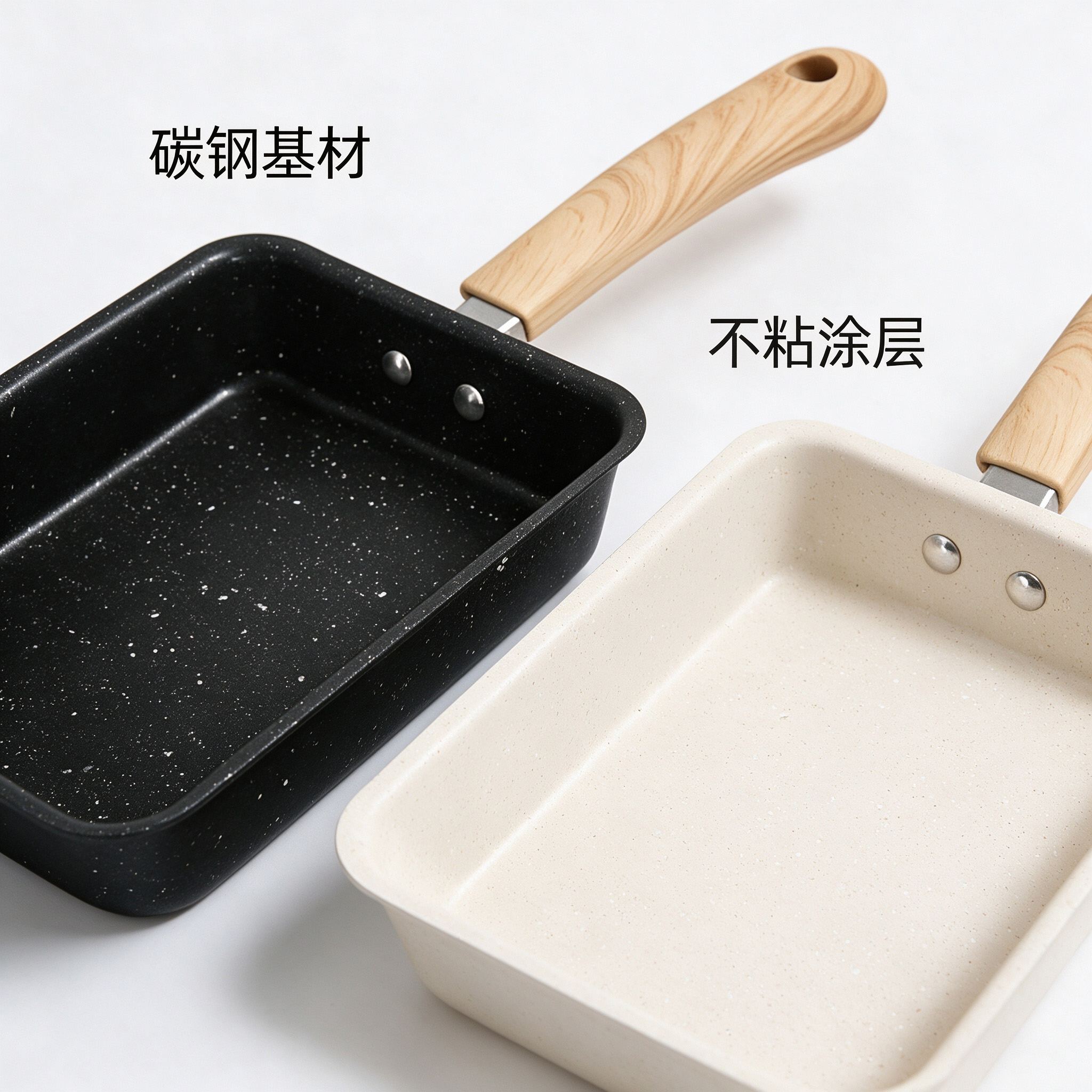 CGUCOOK carbon steel tamagoyaki non-stick frying pan Japanese tamagoyaki flat non-stick pan Mica stone square egg roll steak breakfast pan Thickened frying pan Specification image