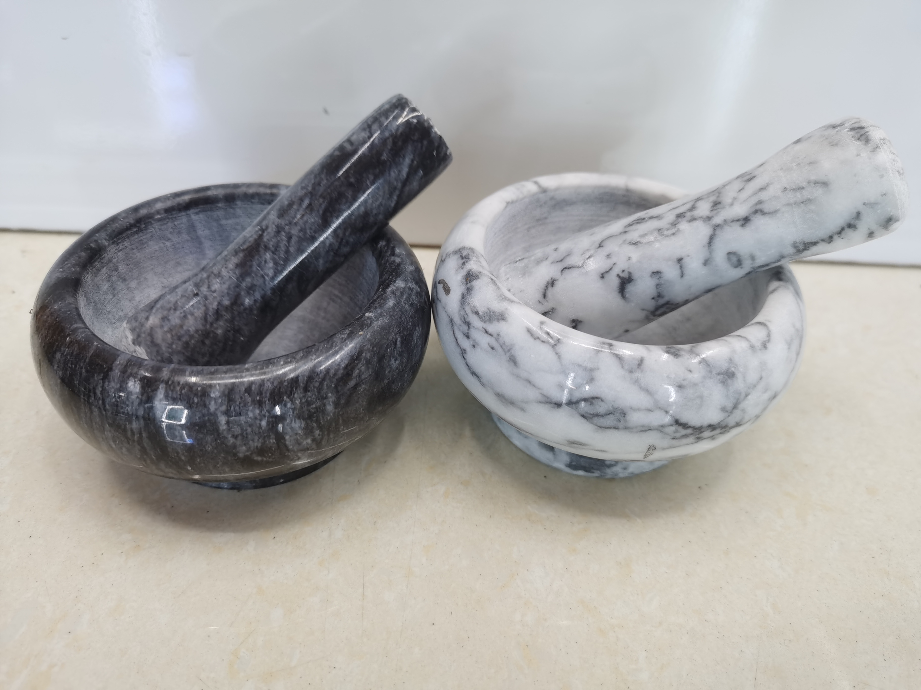 Kitchen utensils: garlic mortar, stone mortar, garlic tamper details Picture