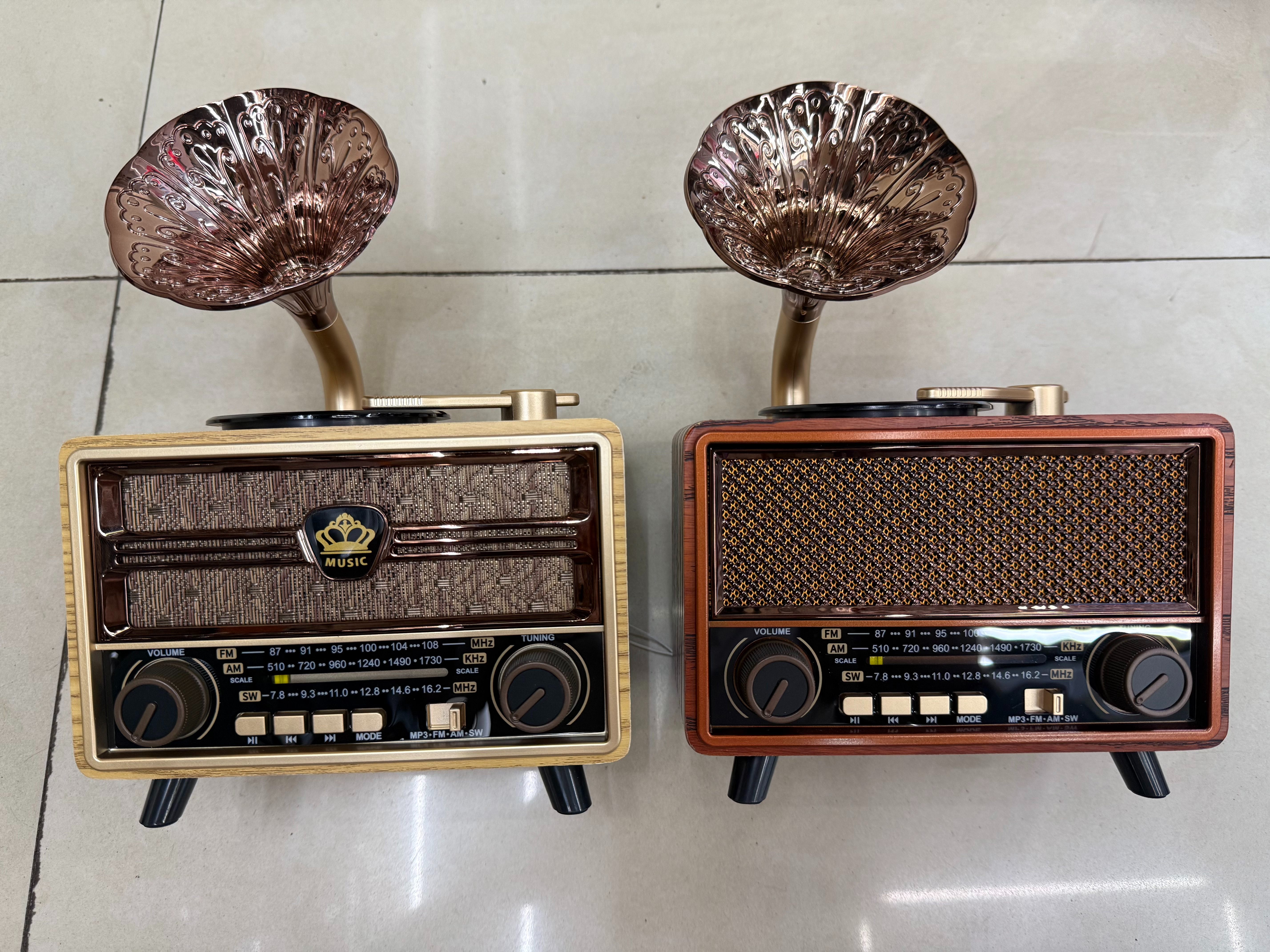 FX-2612BT, FX-2615BT vintage radio, Bluetooth speaker, wood grain, multi-band, multi-functional desktop decoration, phonograph shape, playing music, suitable for gifting to the elderly