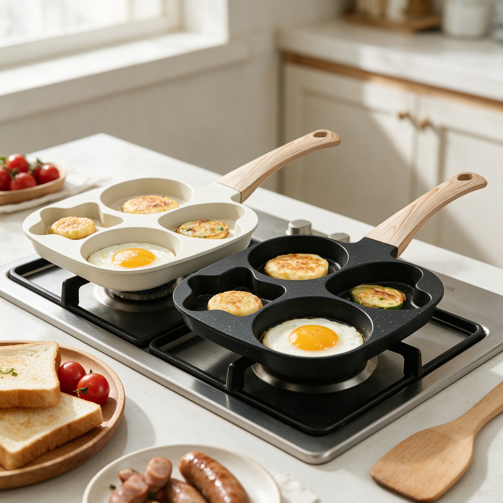 CGUCOOK Sun Moon Star Non-stick Frying Pan, Mica Stone Non-stick Aluminum Pan, Breakfast Egg and Hamburger Pan, Home Breakfast Pan, Steak and Small Frying pan, gas universal Specification image