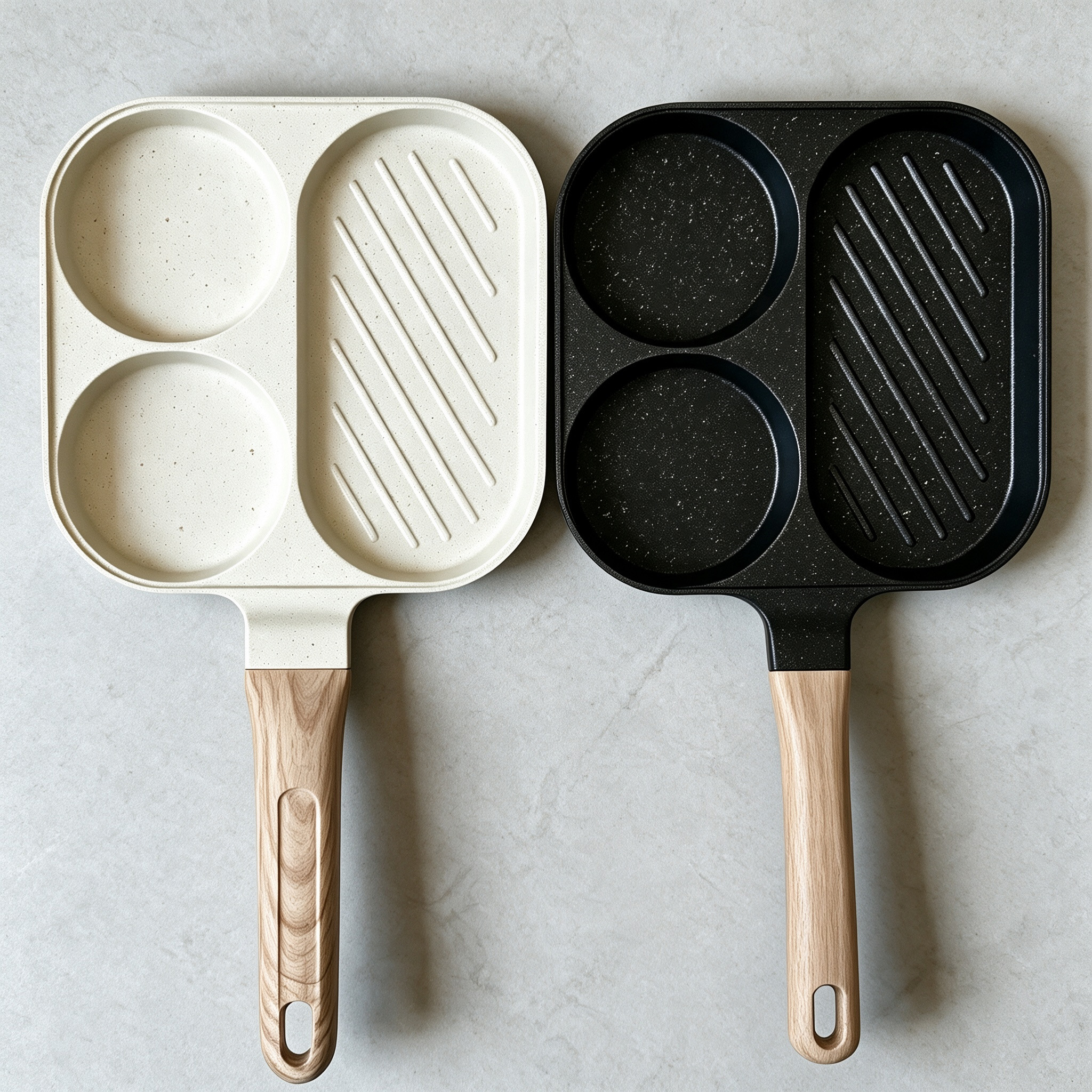 CGUCOOK three-hole non-stick frying pan, deepening egg burger pan, three-hole frying pan, non-stick egg burger pan, household non-stick aluminum pan, breakfast pan, egg frying flat pan Item Picture