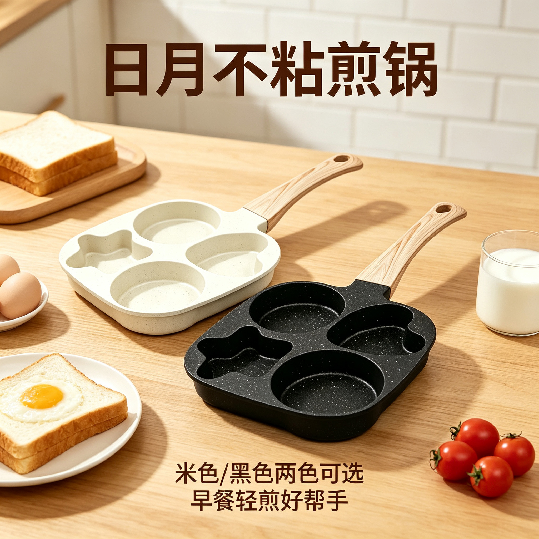 CGUCOOK Sun Moon Star Non-stick Frying Pan, Mica Stone Non-stick Aluminum Pan, Breakfast Egg and Hamburger Pan, Home Breakfast Pan, Steak and Small Frying pan, gas universal