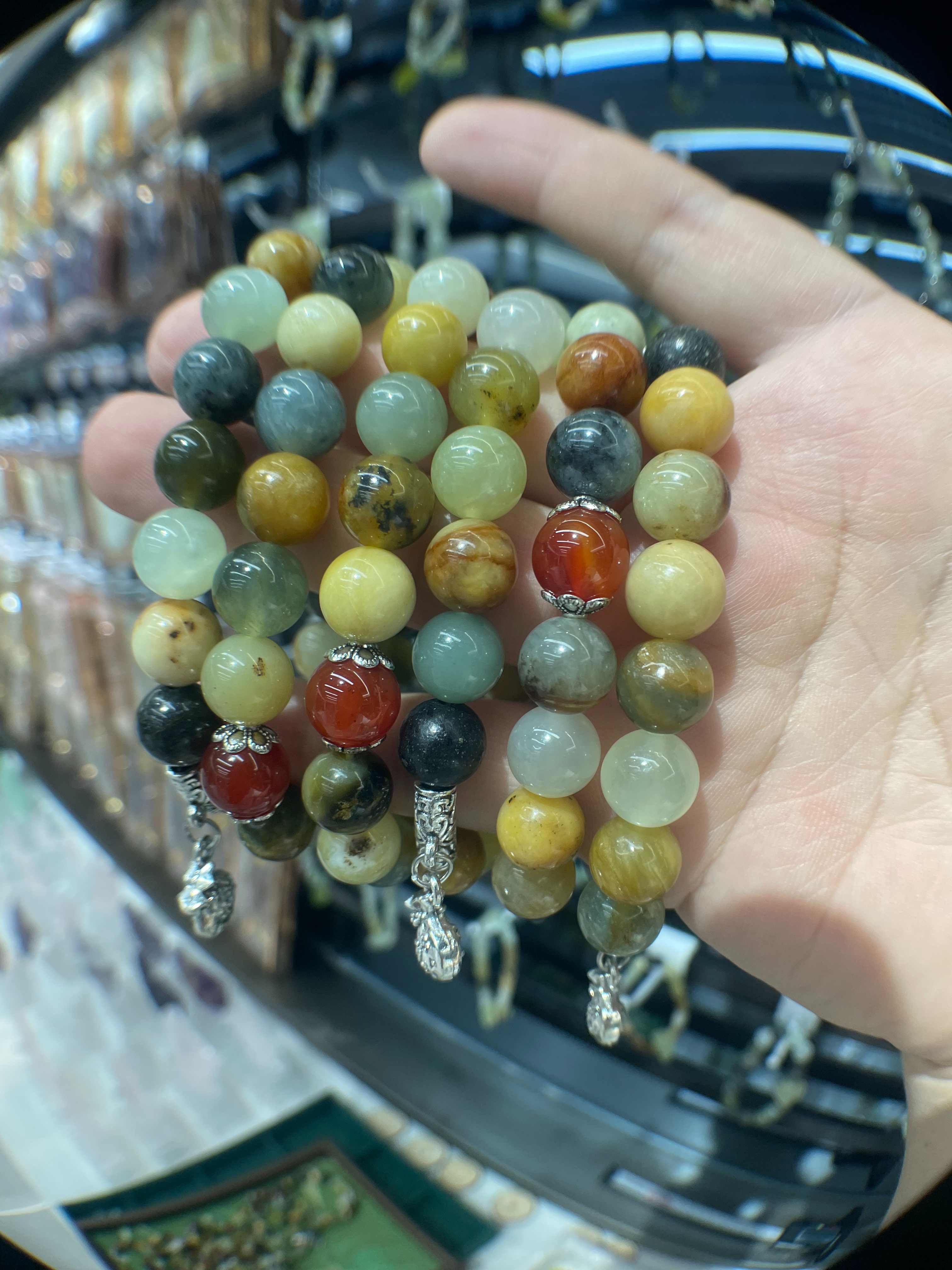 الموضة XiuYu الطبيعية الفتاة سوار اليد عنقود اليشم الزهور الرجعية محيط المجوهرات الأدوات ملون المد والجزر سوار الجنس مع زينة Item Picture